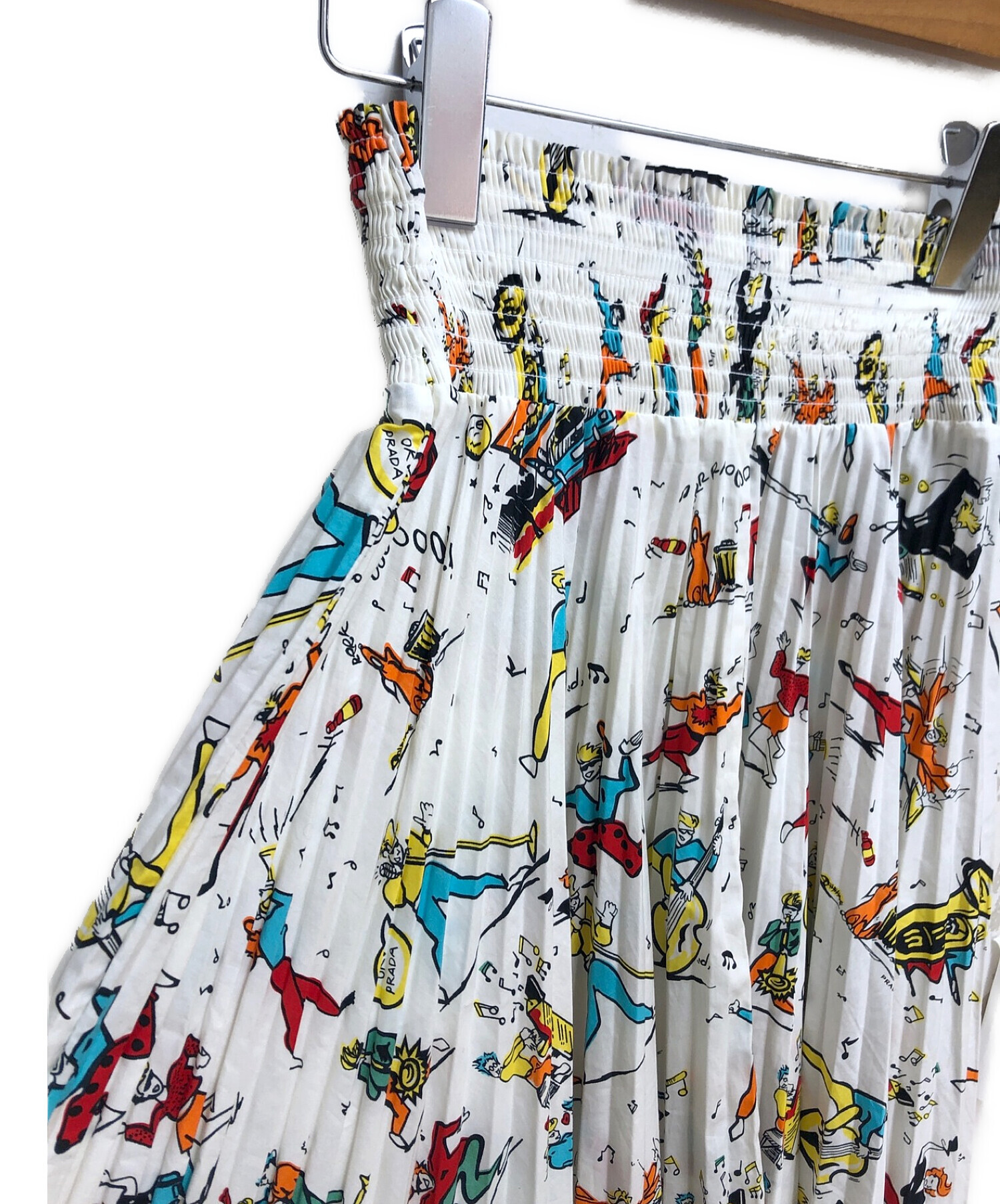 中古・古着通販】PRADA (プラダ) プリントプリーツスカート ホワイト