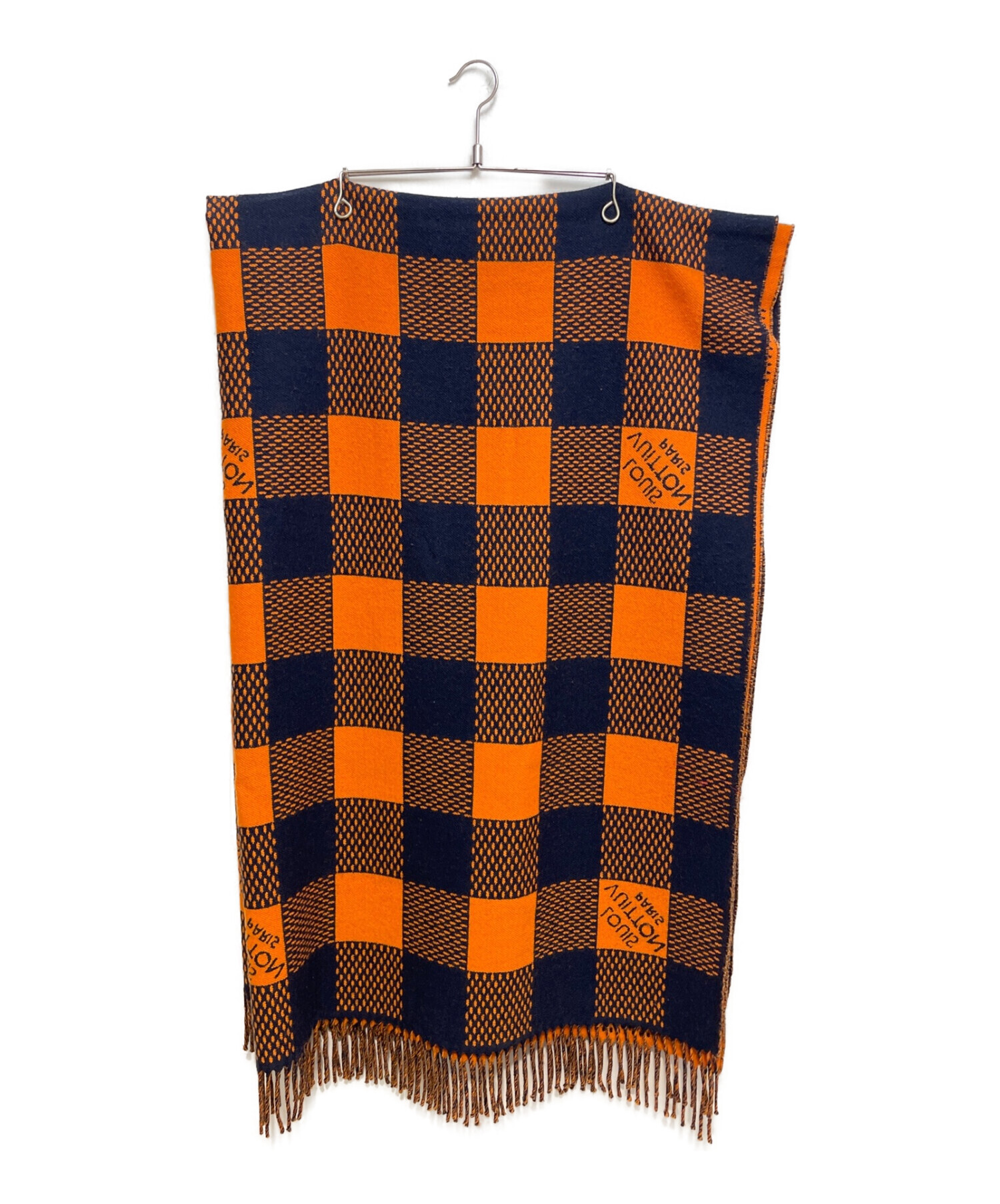 LOUIS VUITTON チェックストール オレンジ ネイビー 中古・古着通販】LOUIS VUITTON (ルイ ヴィトン) フリースウール