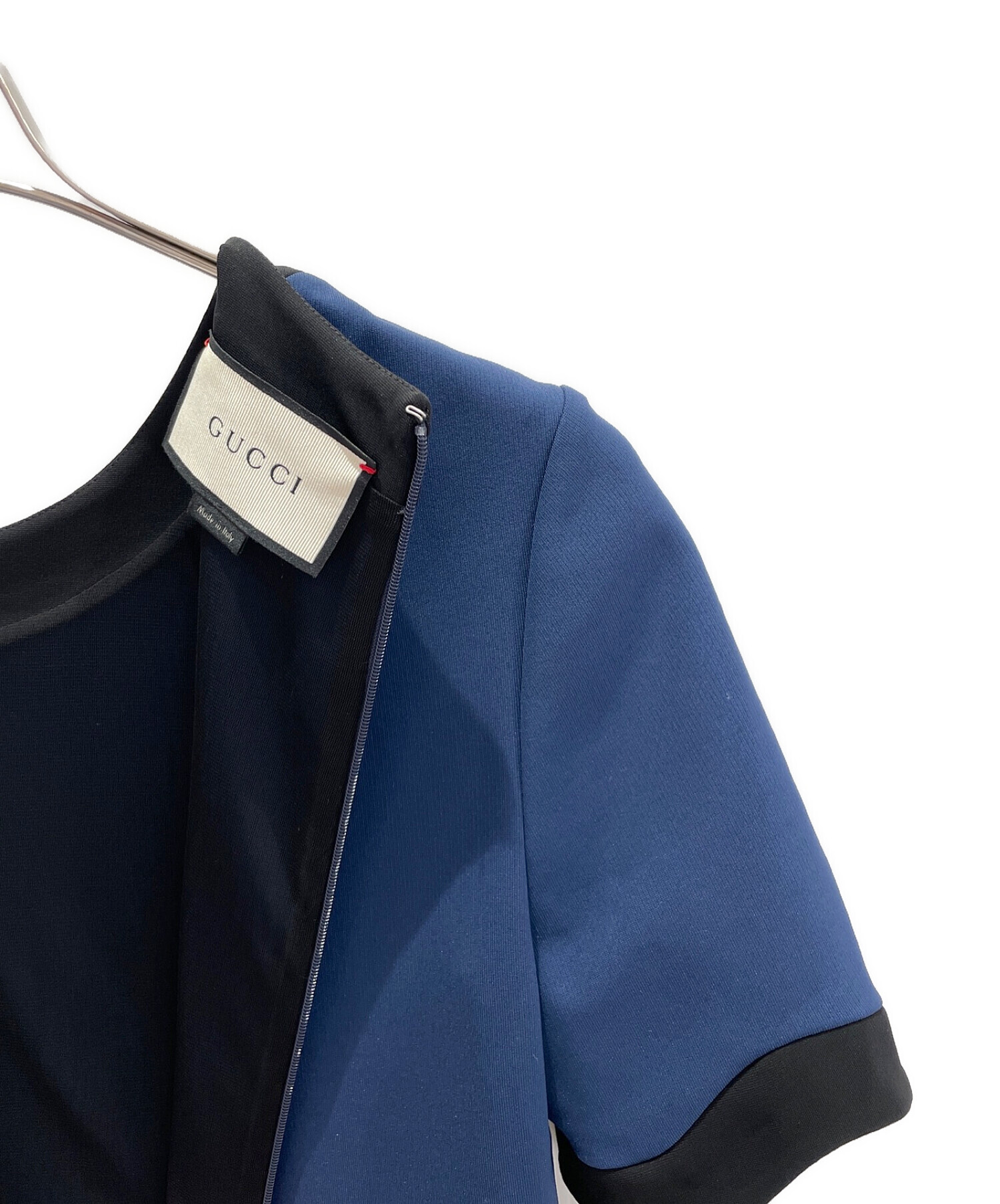 中古・古着通販】GUCCI (グッチ) スカラップフレアワンピース ネイビー