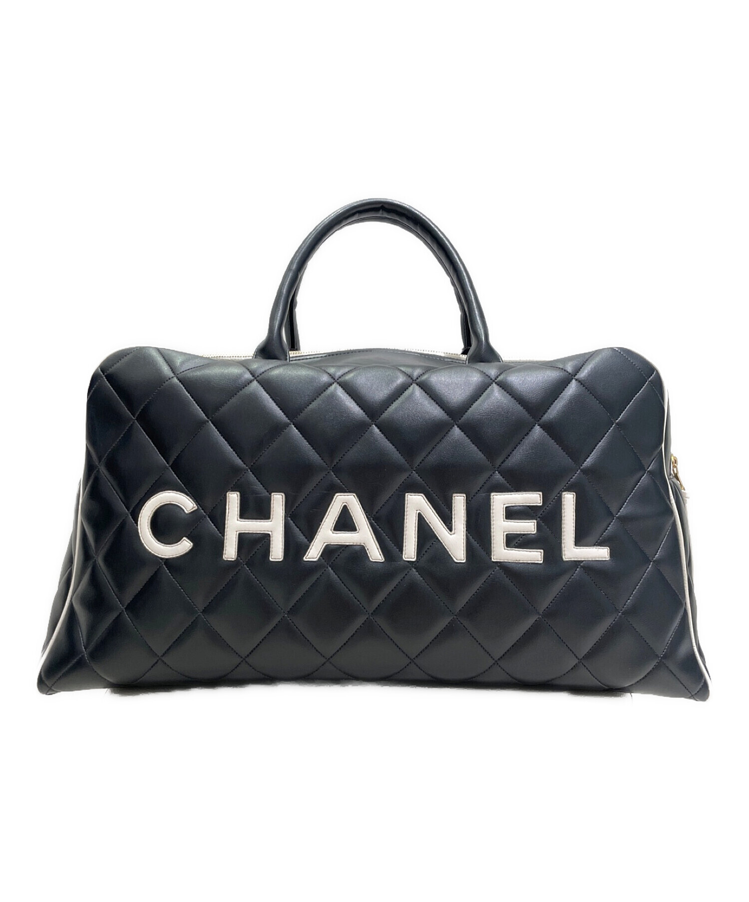 中古・古着通販】CHANEL (シャネル) ロゴボストンバッグ ブラック 