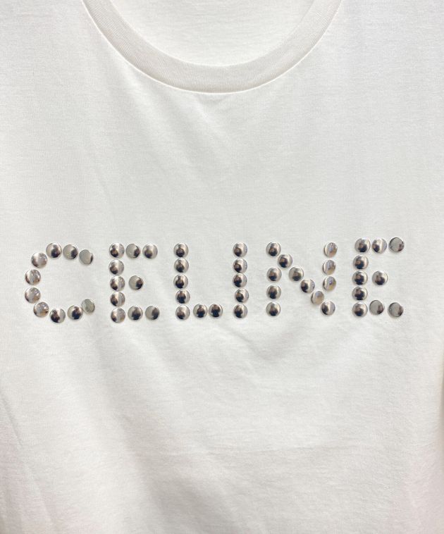 CELINE スタッズ付き Tシャツ ホワイト　Mサイズ CELINE スタッズ付き Tシャツ ホワイト Mサイズ