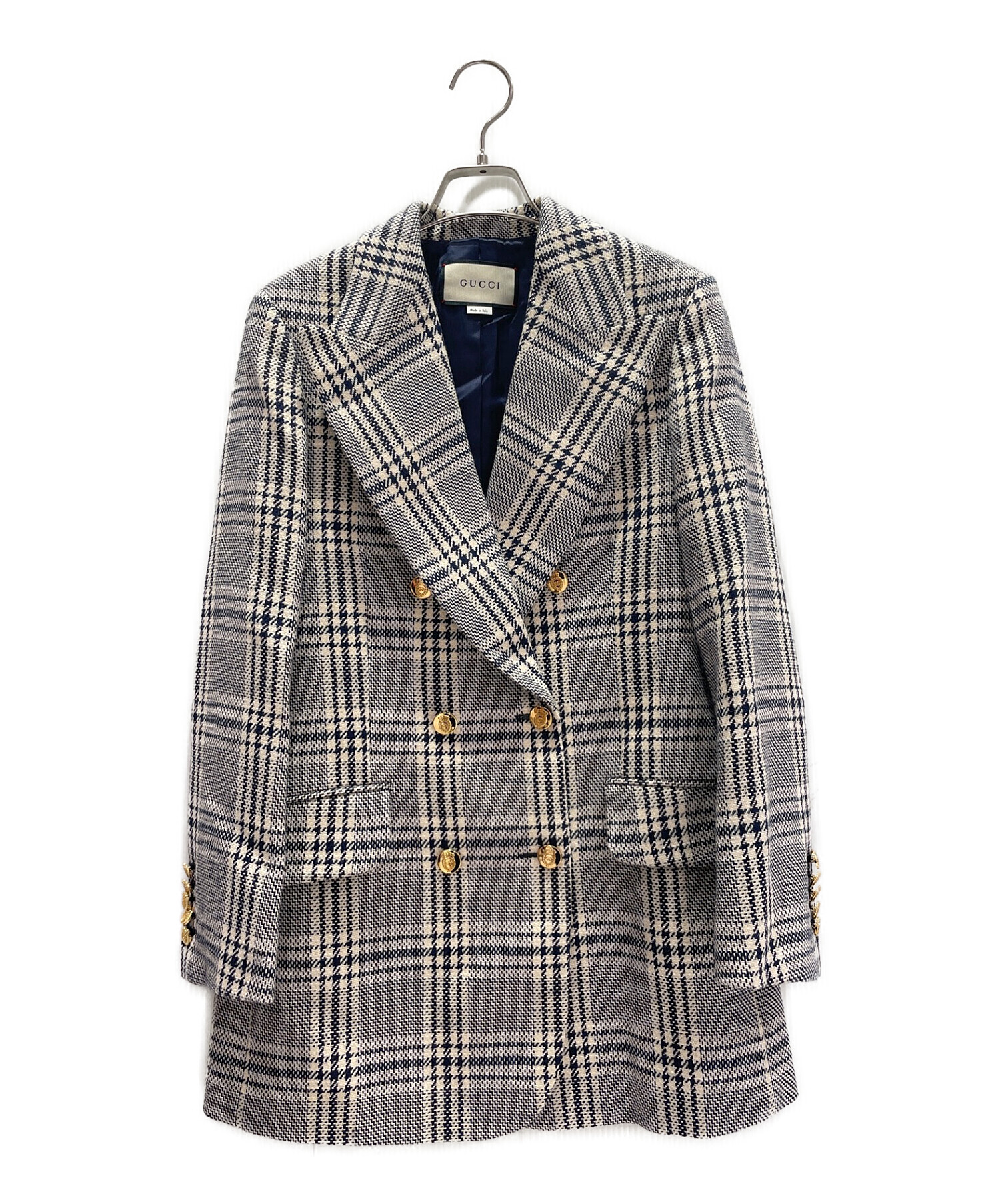 GUCCI チェック柄 ダブルブレストジャケット 中古・古着通販】GUCCI (グッチ) チェックダブルブレストブレザー