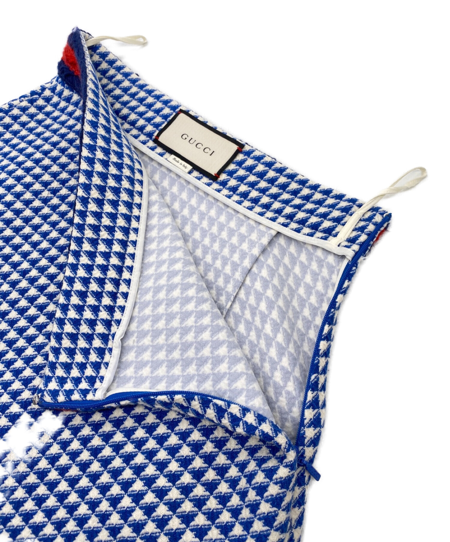 中古・古着通販】GUCCI (グッチ) 千鳥柄スカート ブルー サイズ:38