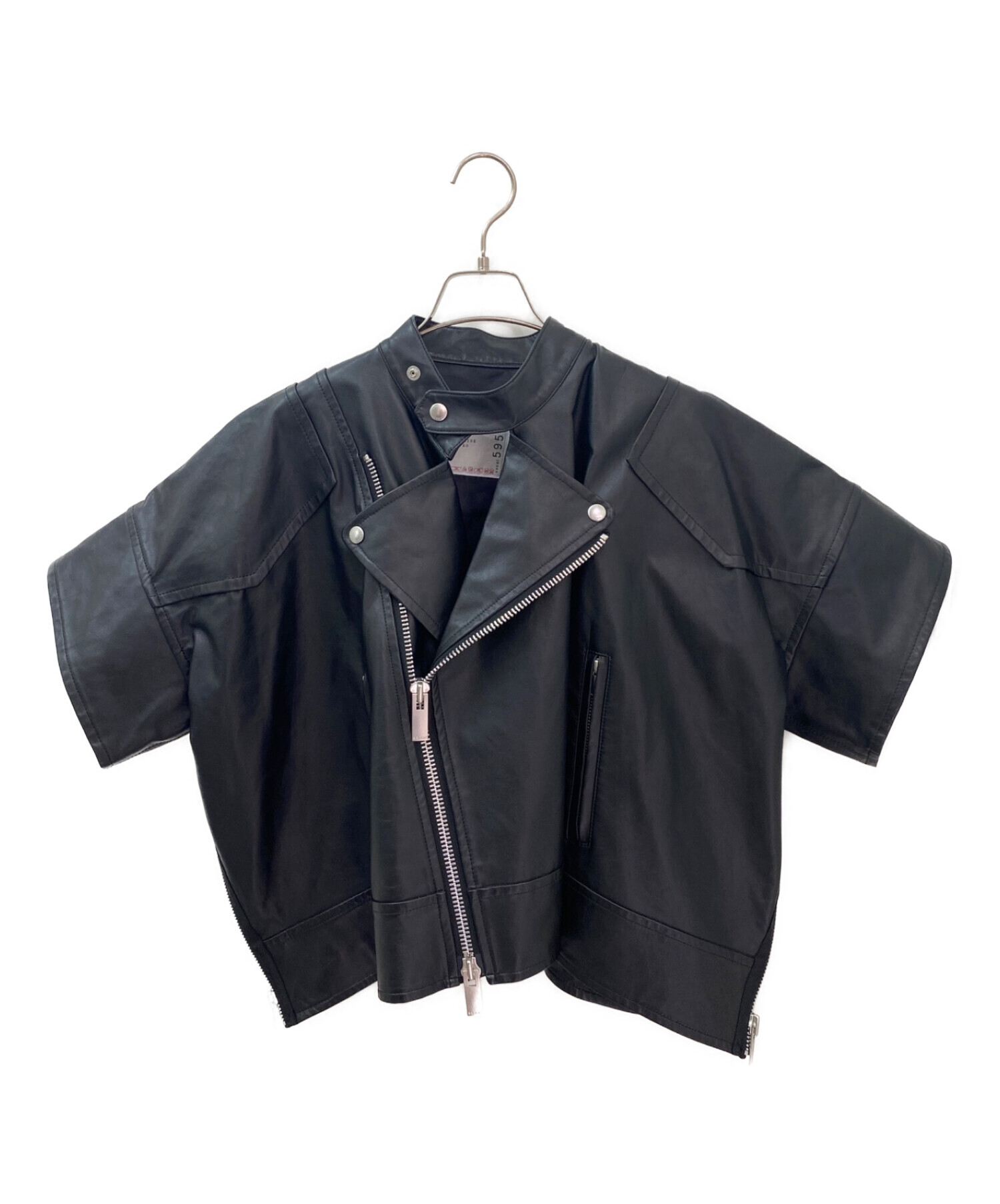 中古・古着通販】sacai (サカイ) クロップドレザージャケット ブラック 