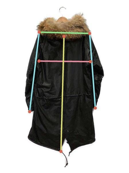 中古・古着通販】sissi (シシ) ファー付きレザーモッズコート ブラック