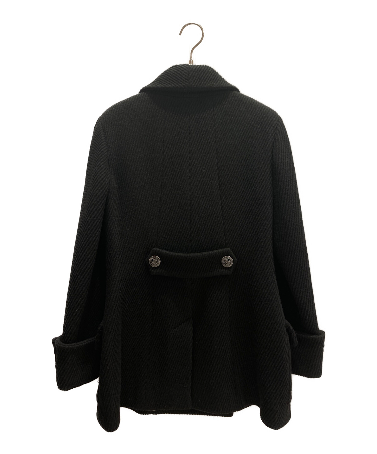 CHANEL ブラックコート38 中古・古着通販】CHANEL (シャネル) Pコート ブラック サイズ:38