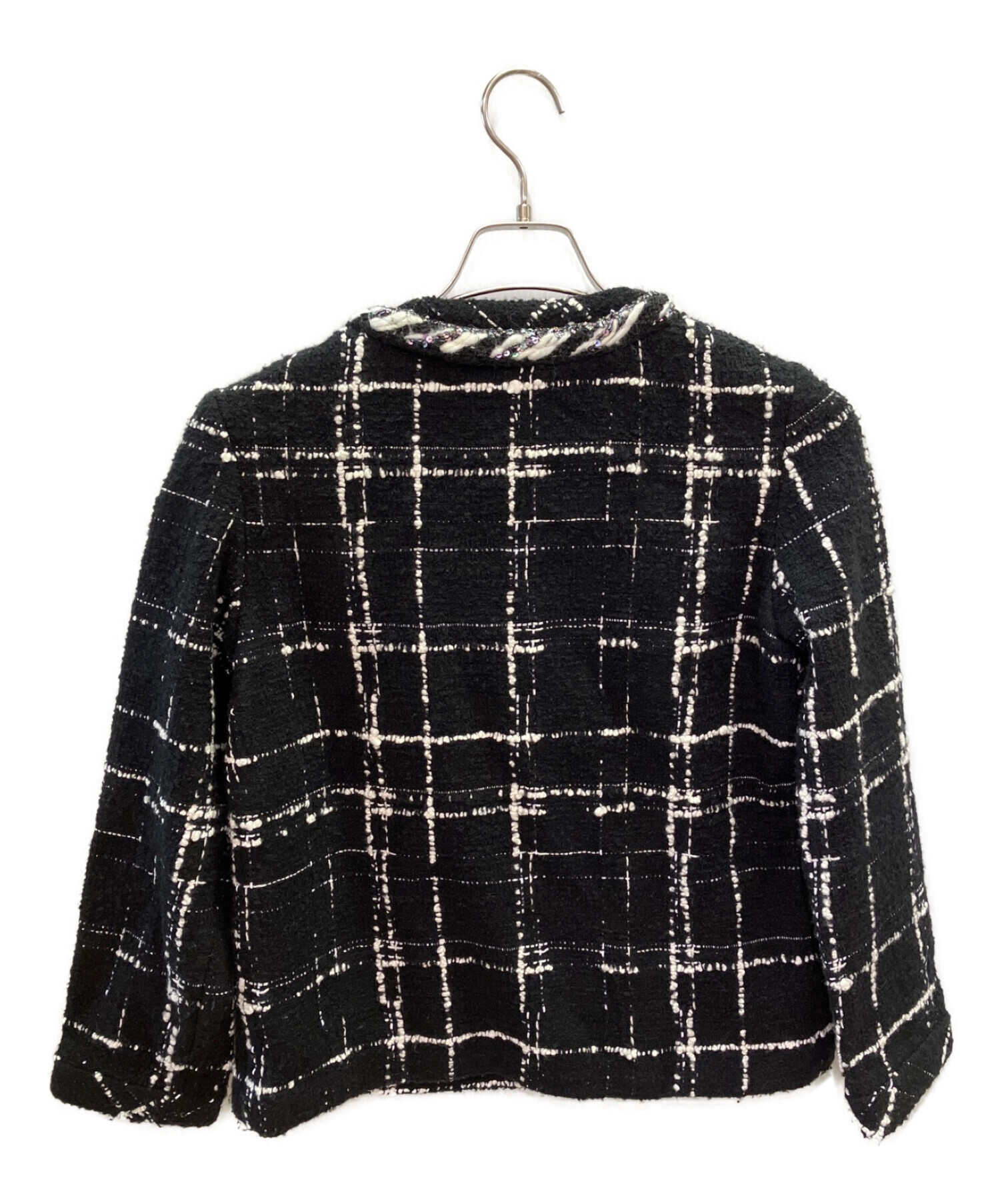 中古・古着通販】CHANEL (シャネル) ツイードブラウス ブラック サイズ