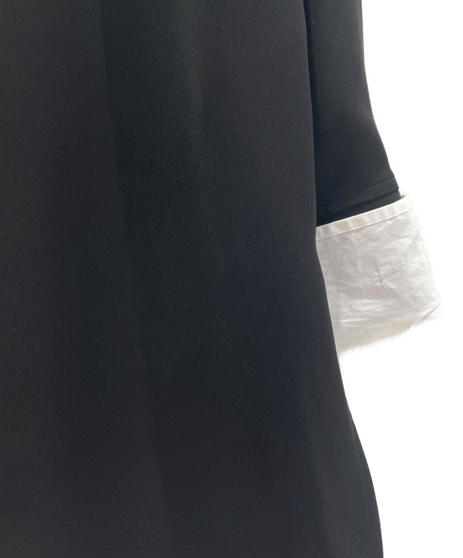 中古・古着通販】ENFOLD (エンフォルド) LAYERED-CUFF BLOUSE ブラック