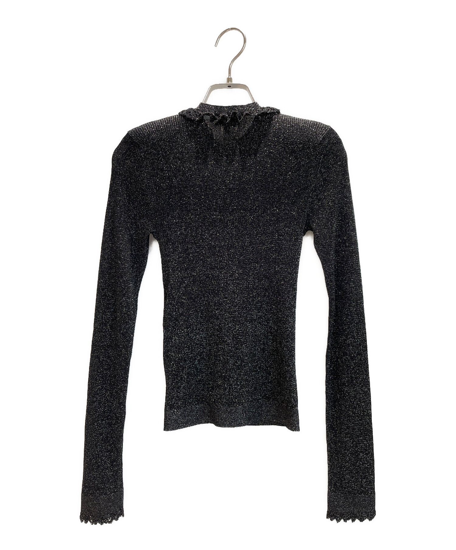 中古・古着通販】CHANEL (シャネル) ココマークボタンフリルラメニット