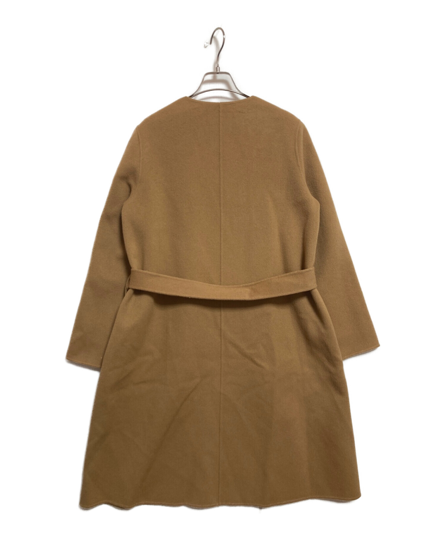 theory ノーカラーウールコート　キャメル theory ノーカラーウールコートキャメル