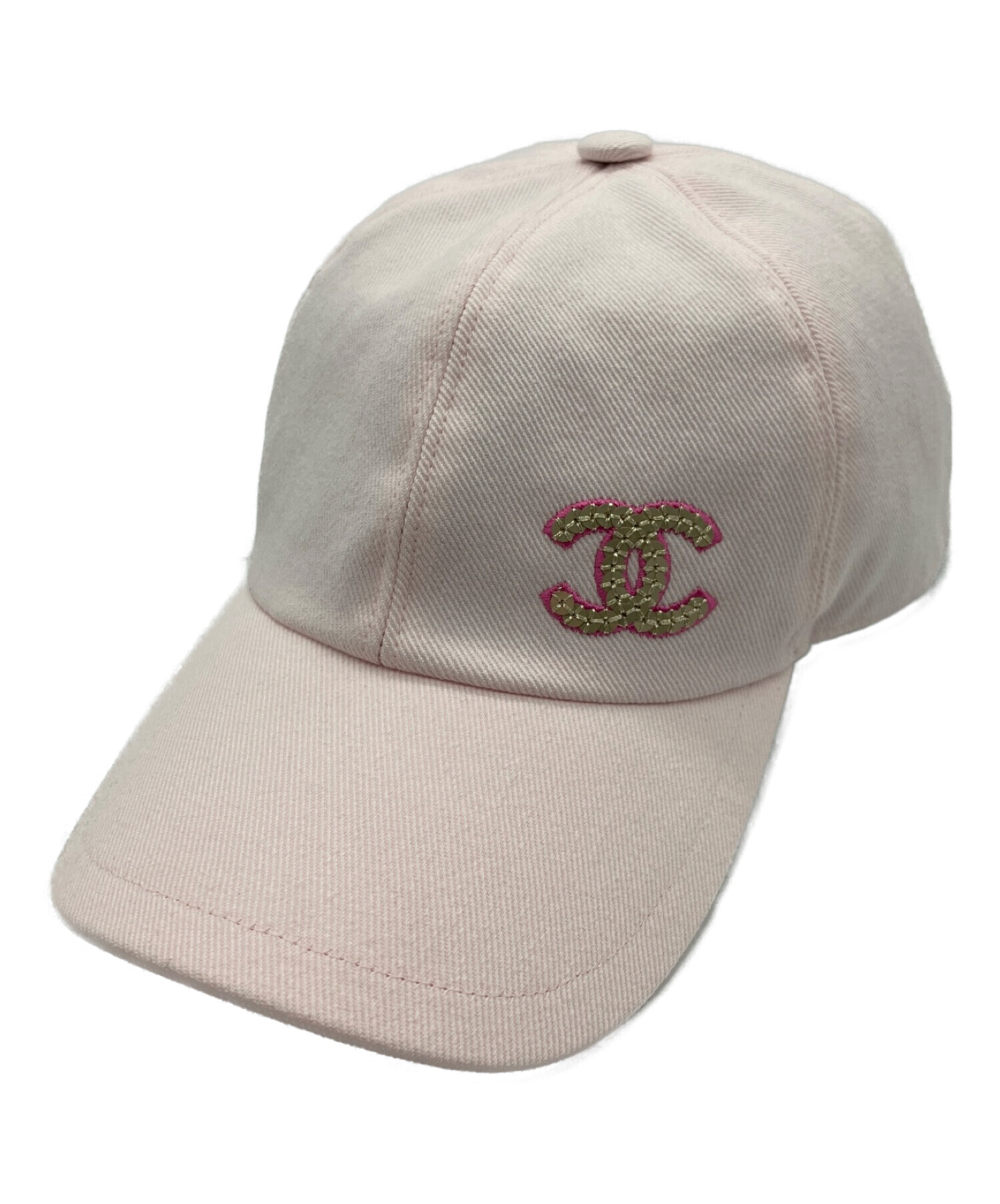 中古・古着通販】CHANEL (シャネル) スパンコールロゴキャップ ピンク