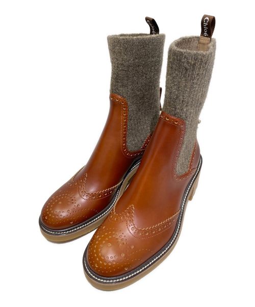 中古・古着通販】Chloe (クロエ) ソックスアンクルブーツ ブラウン