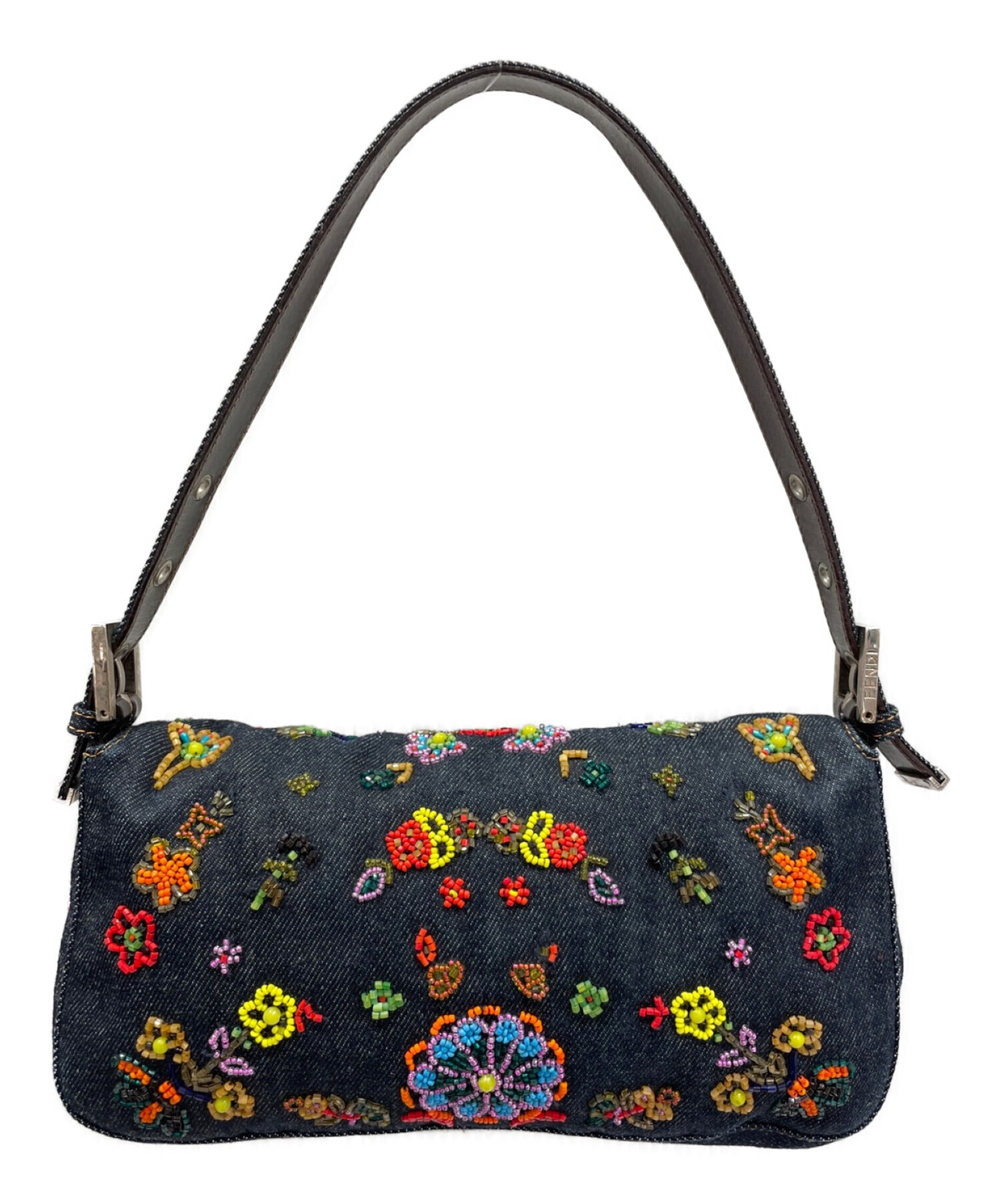 FENDI ビンテージビーズ刺繍 黒と緑のミュール39サイズ FENDI ビンテージビーズ刺繍 黒と緑のミュール39サイズ FENDI