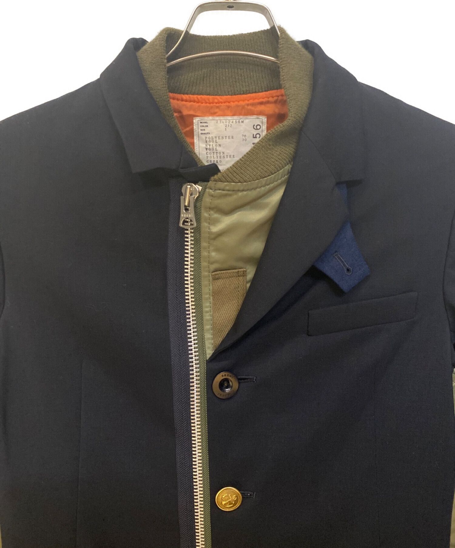 中古・古着通販】sacai (サカイ) SUITING MA-1ジャケット サイズ:1 