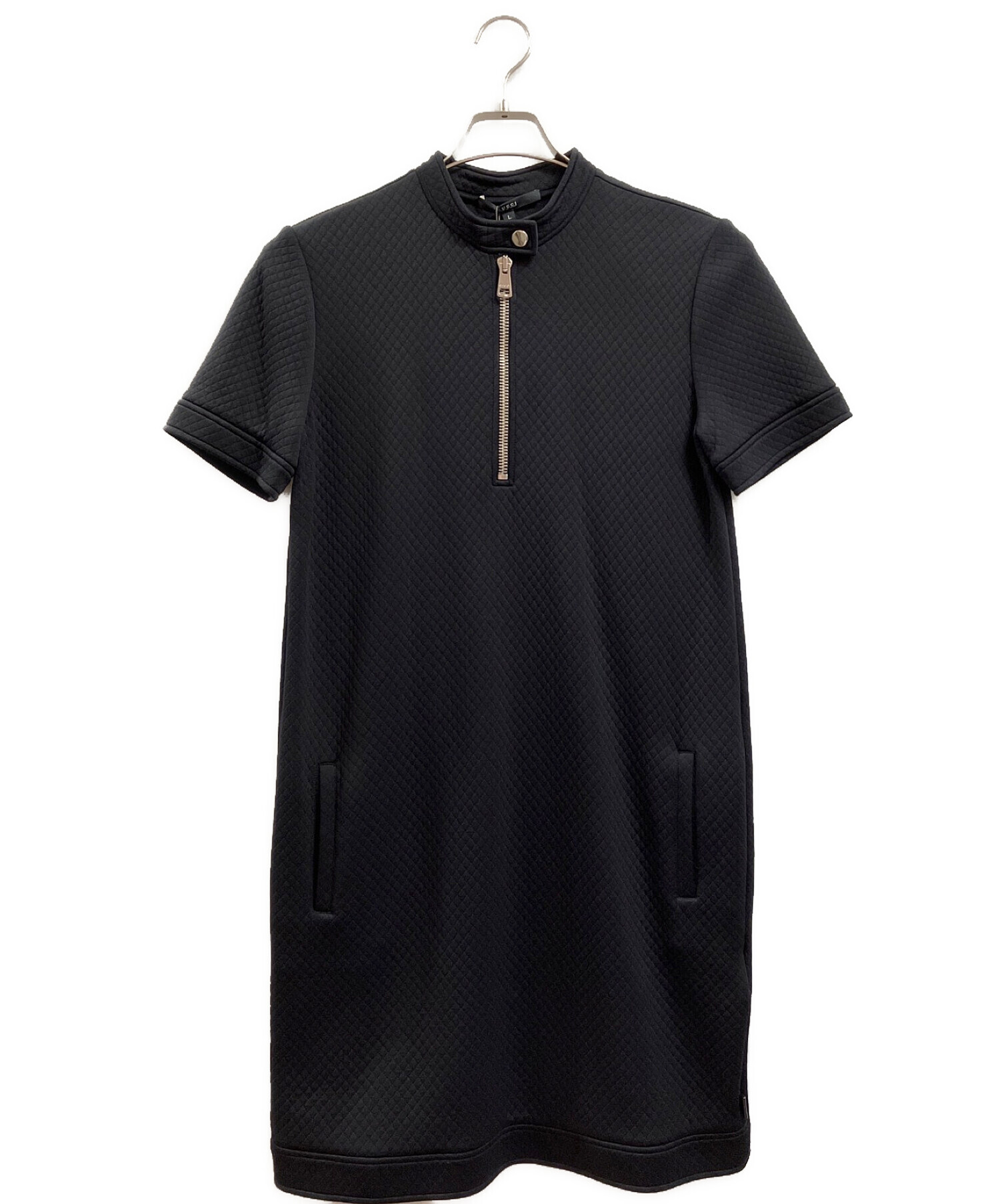 GUCCI グッチ　ブラック ワンピース Sサイズ ゴルフ 中古・古着通販】GUCCI (グッチ) ハーフジップワッフル半袖ワンピース