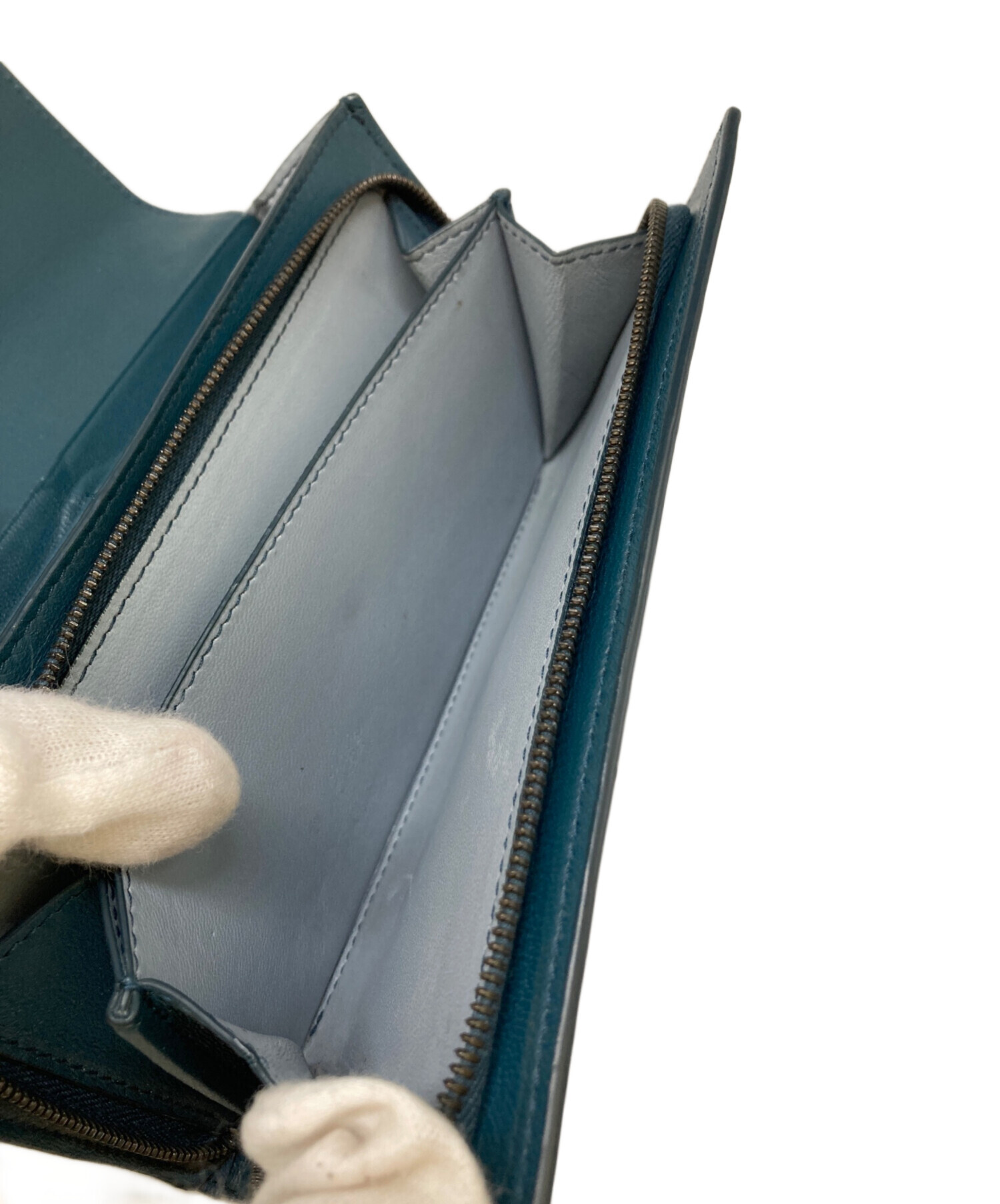 【未使用⁄格安】ボッテガヴェネタ ネイビー長財布 イントレチャート バイカラー 中古・古着通販】BOTTEGA VENETA (ボッテガベネタ) イントレチャート長