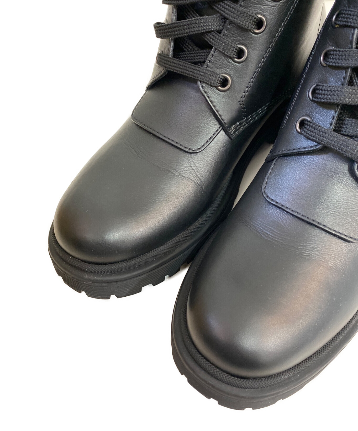 MONCLER モンクレール38 PATTY ANKLE BOOT Authentic Women's Moncler Patty Scarpa Black Leather Lace-up Ankle