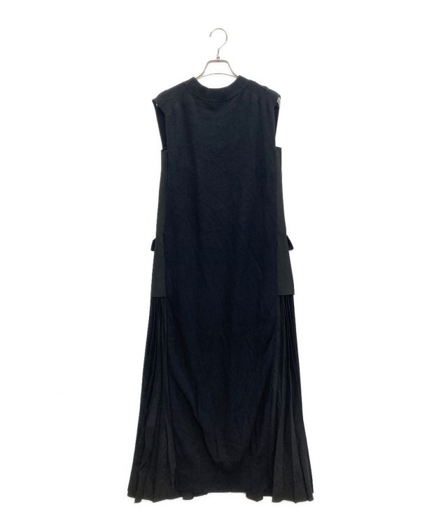 極美品 sacai 現行モデル シルク ファイユドレス ワンピース 黒
