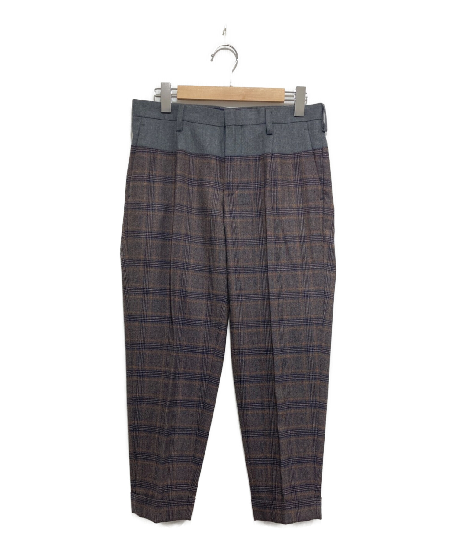 kolor チェックパンツ 中古・古着通販】KOLOR (カラー) フランネルチェックパンツ ネイビー