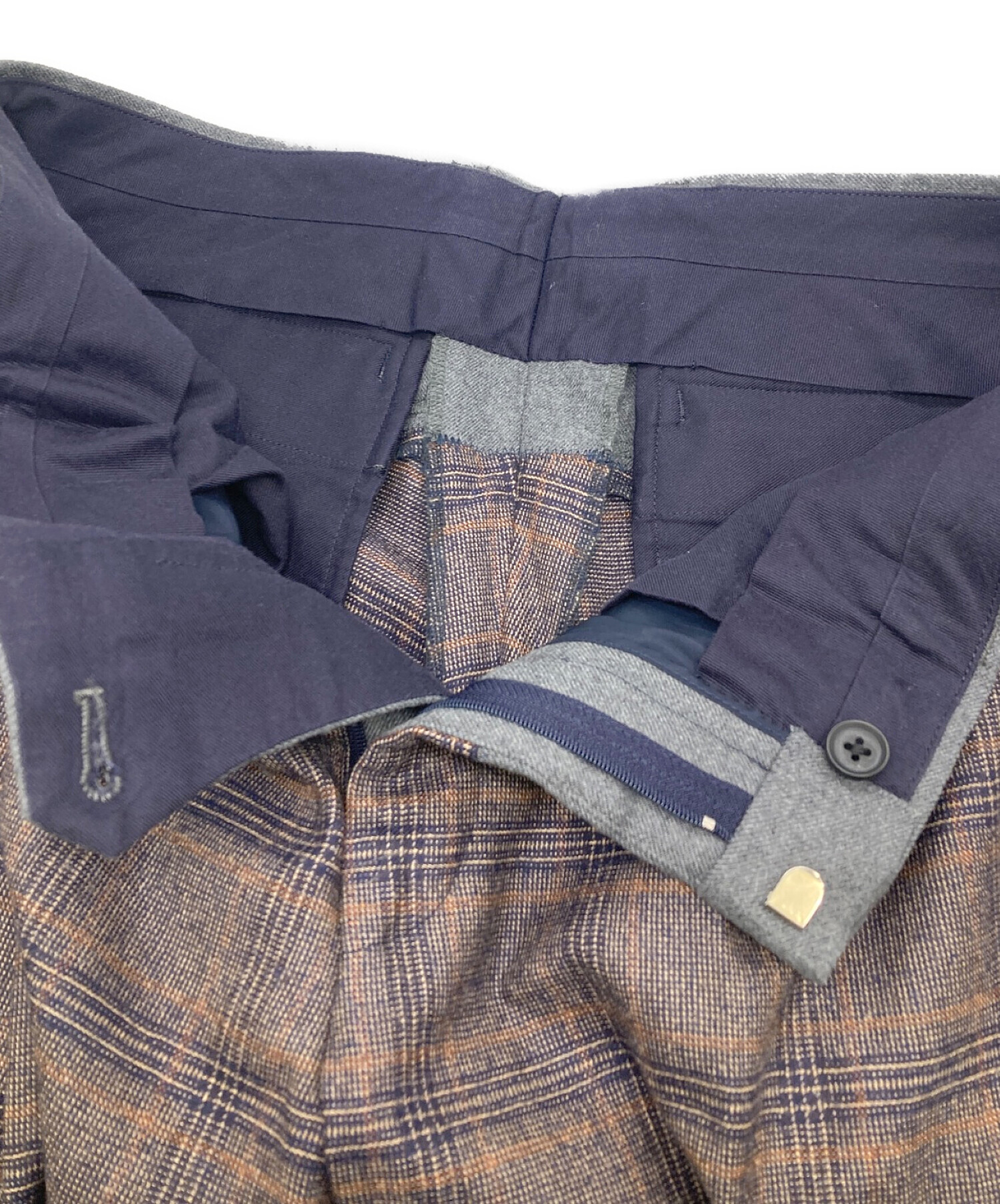 中古・古着通販】KOLOR (カラー) フランネルチェックパンツ ネイビー