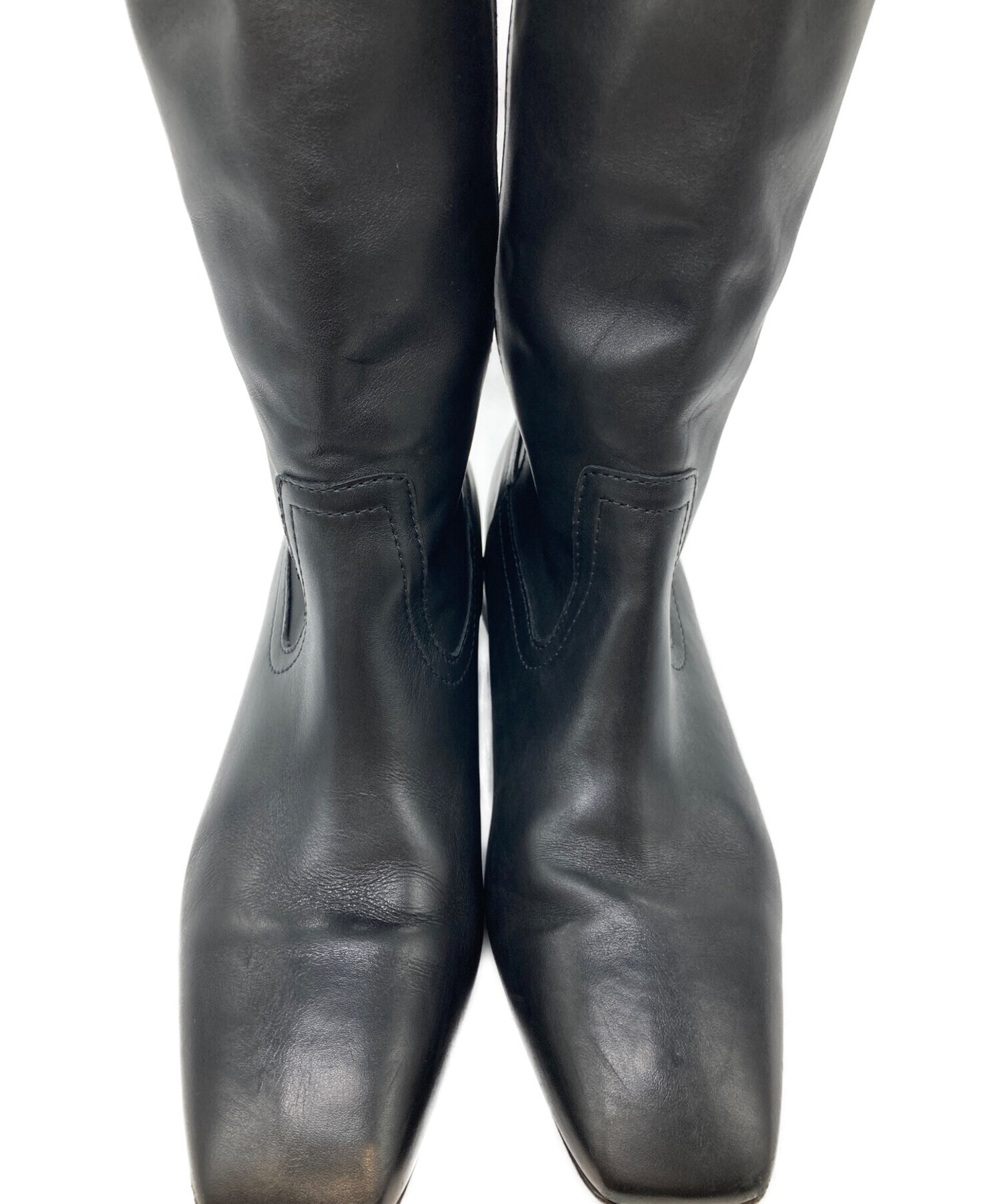 M ファビオルスコーニ スクエアトゥブーツ 37 ○ファビオルスコーニ FABIO RUSCONI スクエアトゥショートブーツ