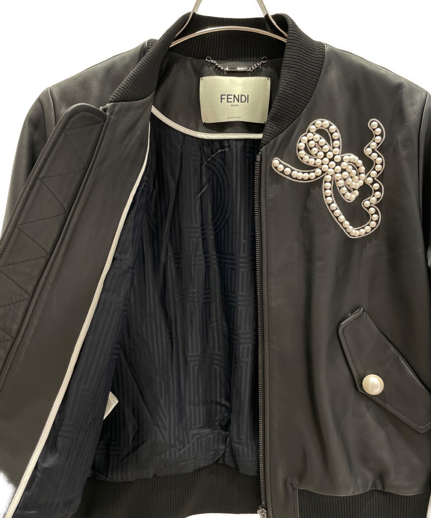 中古・古着通販】FENDI (フェンディ) リボンパールレザージャケット