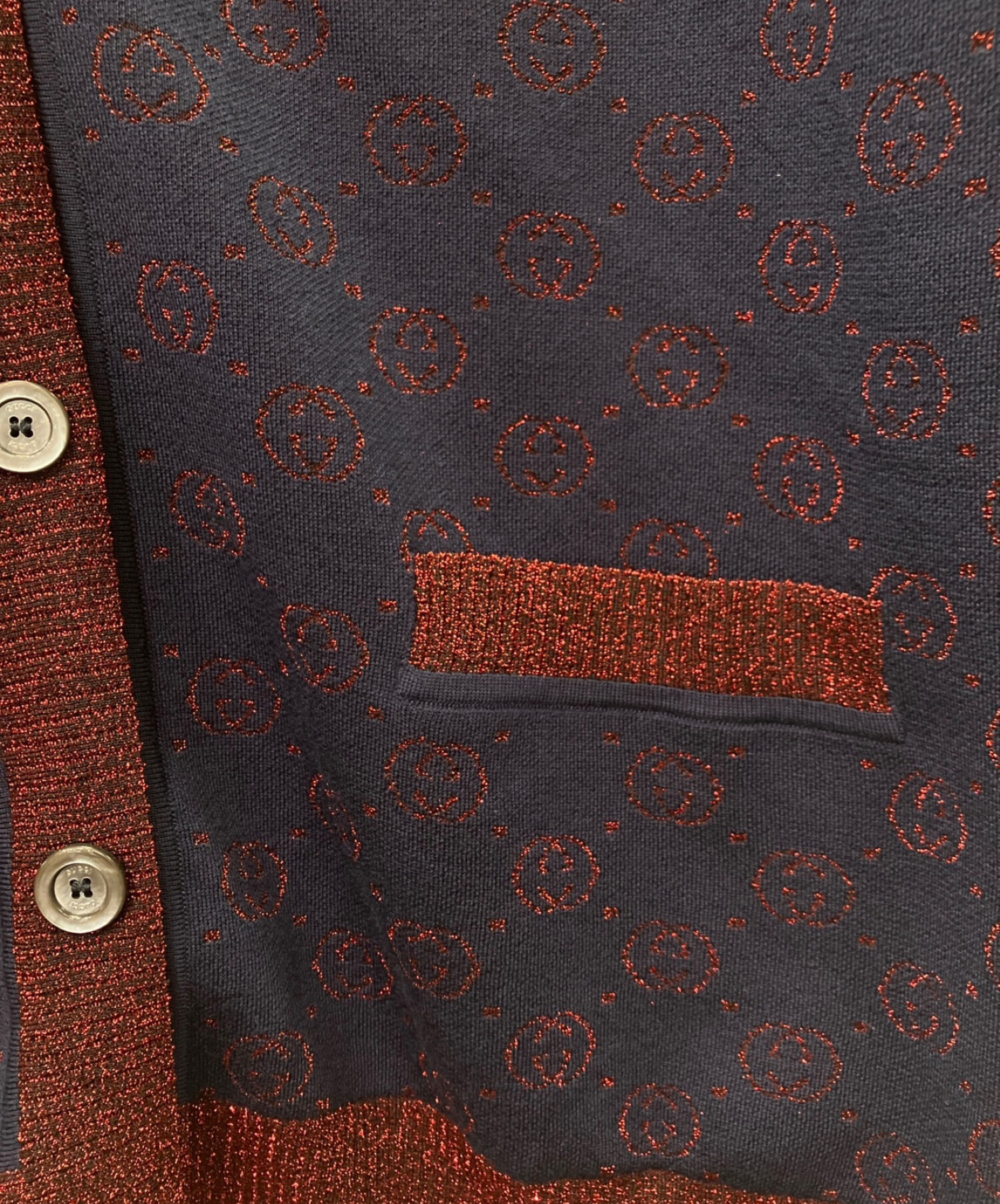 中古・古着通販】GUCCI (グッチ) GGロゴラメニットカーディガン 