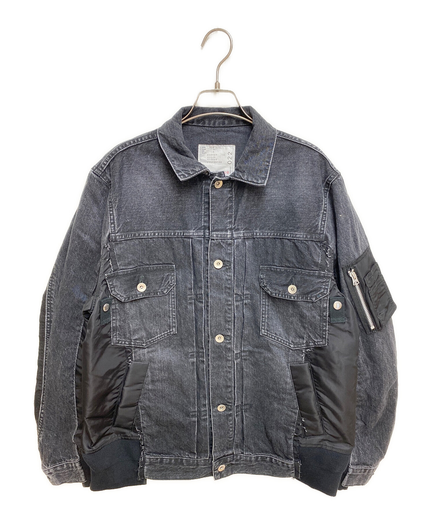 未使用 sacai 19SS デニム MA-1 19-01898M 1 中古・古着通販】sacai (サカイ) Denim x MA-1 Jacket ブラック サイズ