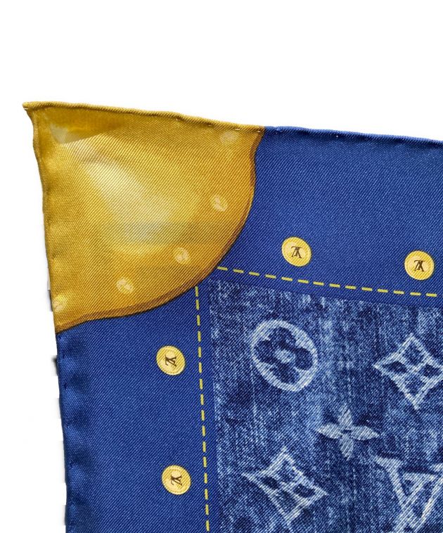 Louis Vuitton ネイビー ゴールドロゴ スカーフ 中古・古着通販】LOUIS VUITTON (ルイ ヴィトン) スカーフ ネイビー