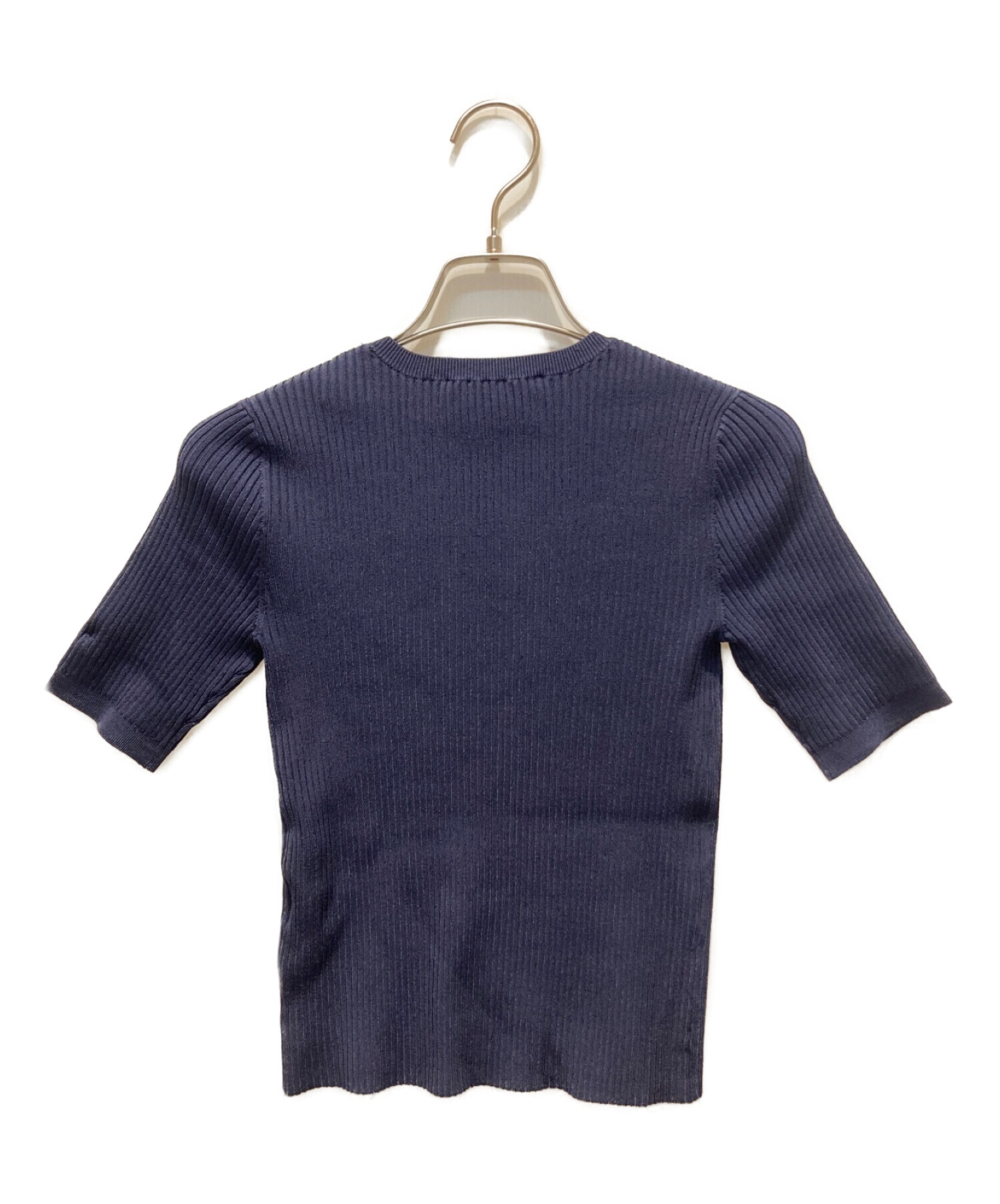 中古・古着通販】CARVEN (カルヴェン) 半袖リブニット ネイビー サイズ 