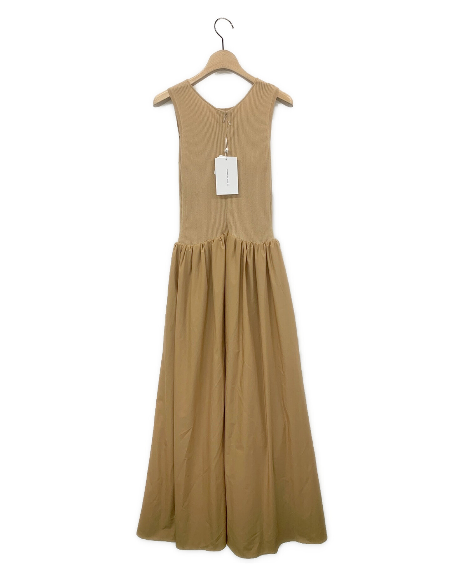 中古・古着通販】AMERI (アメリ) KNIT DOCKING VOLUME DRESS ベージュ