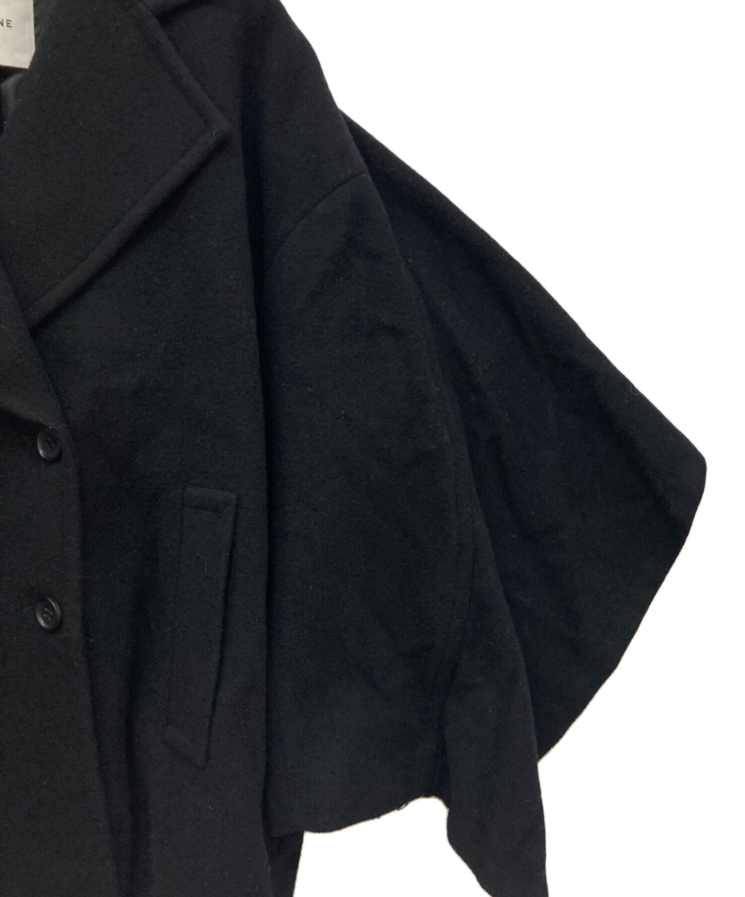 中古・古着通販】CLANE (クラネ) BACK FRILL DOUBLE COAT ブラック