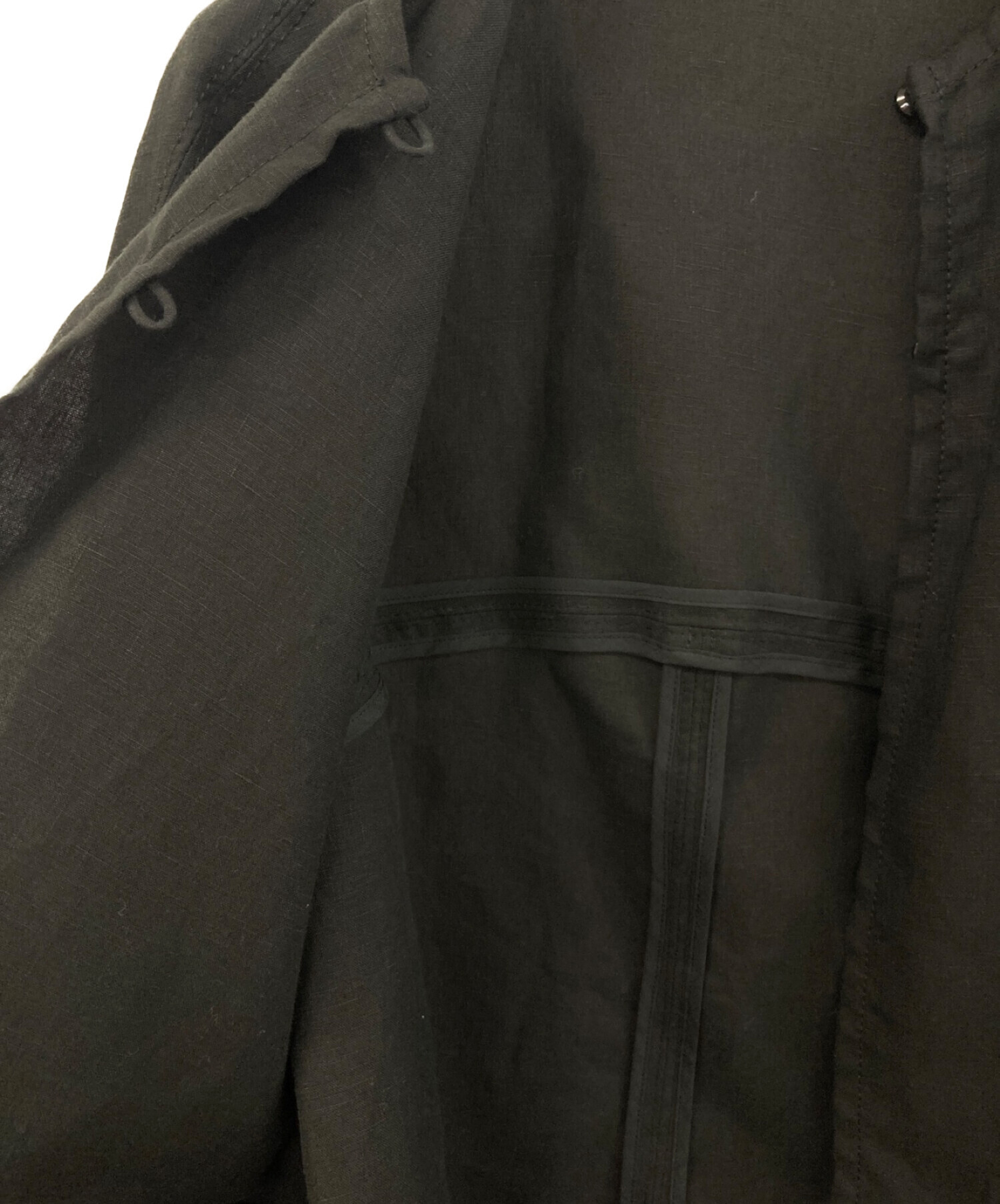 中古・古着通販】YORI (ヨリ) ステッチリネンフリルジレ ブラック  