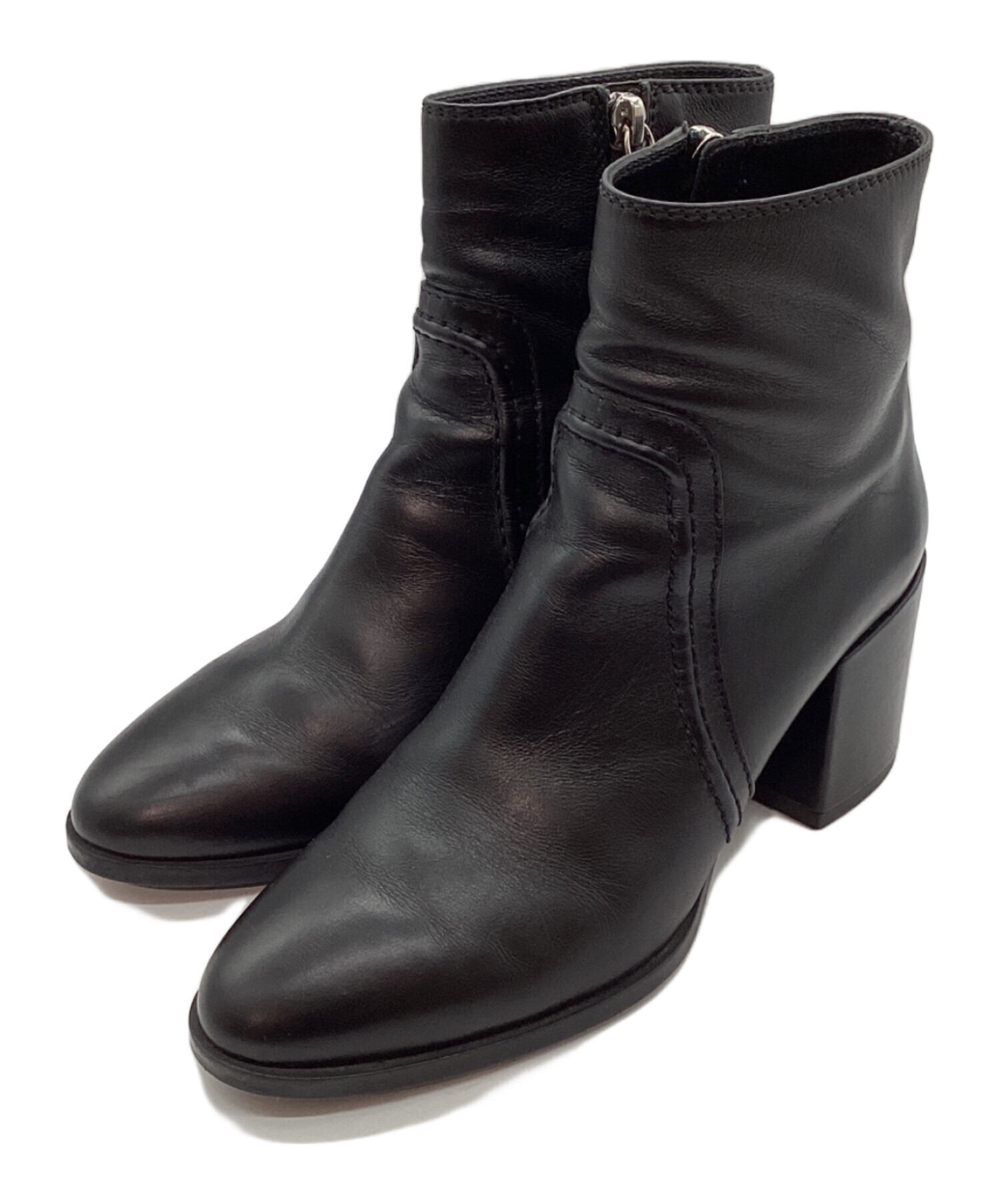 中古・古着通販】TOD'S (トッズ) レザーショートブーツ ブラック