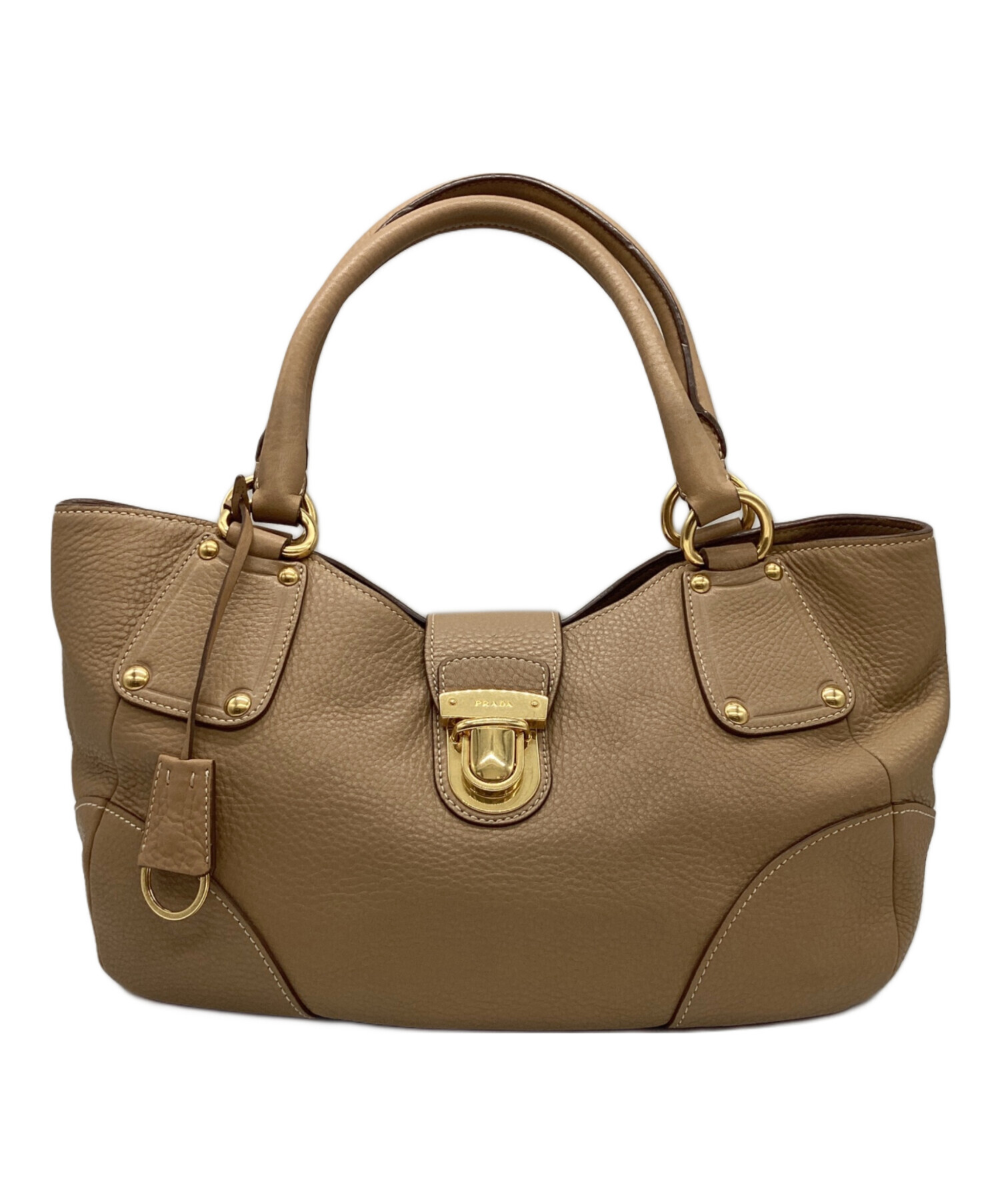 中古・古着通販】PRADA (プラダ) レザートートバッグ ベージュ