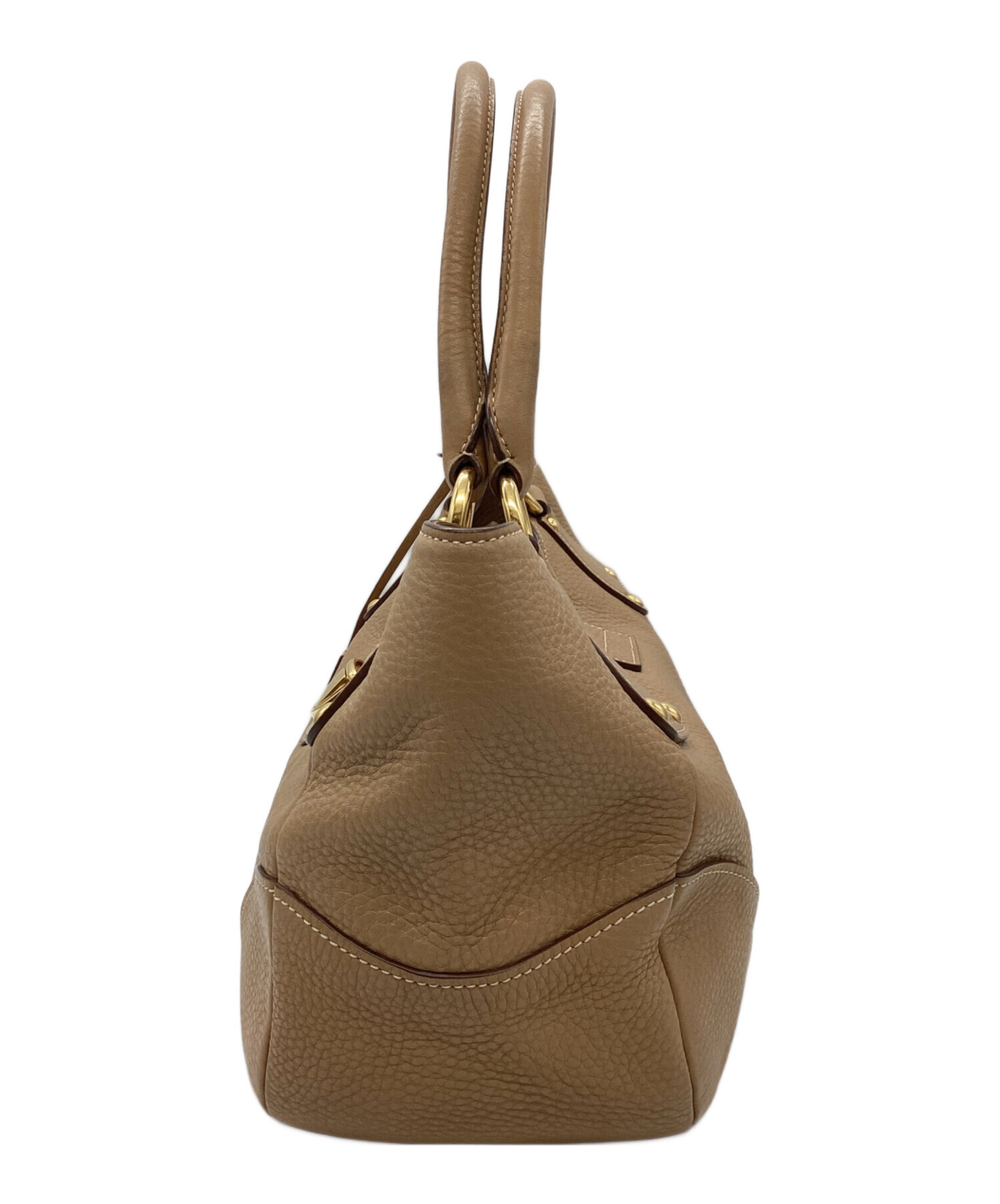 PRADA トートバッグ ベージュ 中古・古着通販】PRADA (プラダ) レザートートバッグ ベージュ