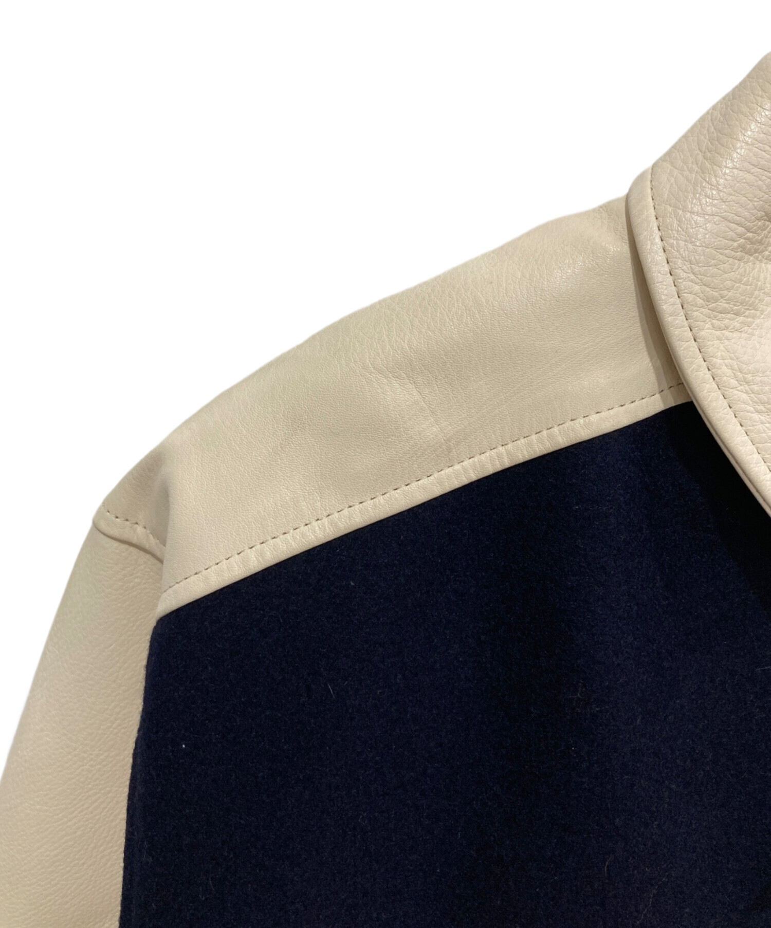 中古・古着通販】VAN (ヴァン) 袖レザー金釦スタジャン ネイビー