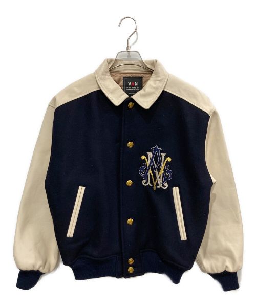 中古・古着通販】VAN (ヴァン) 袖レザー金釦スタジャン ネイビー