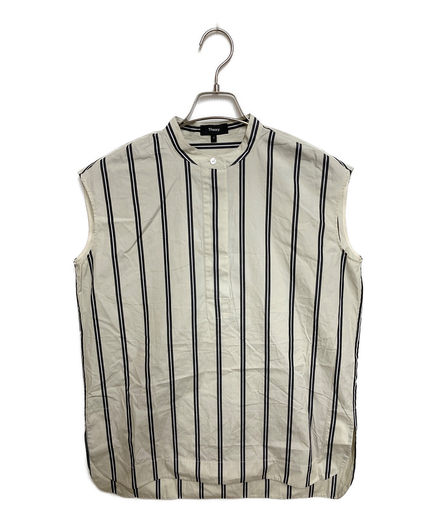 中古・古着通販】theory (セオリー) ストライプノースリーブシャツ 