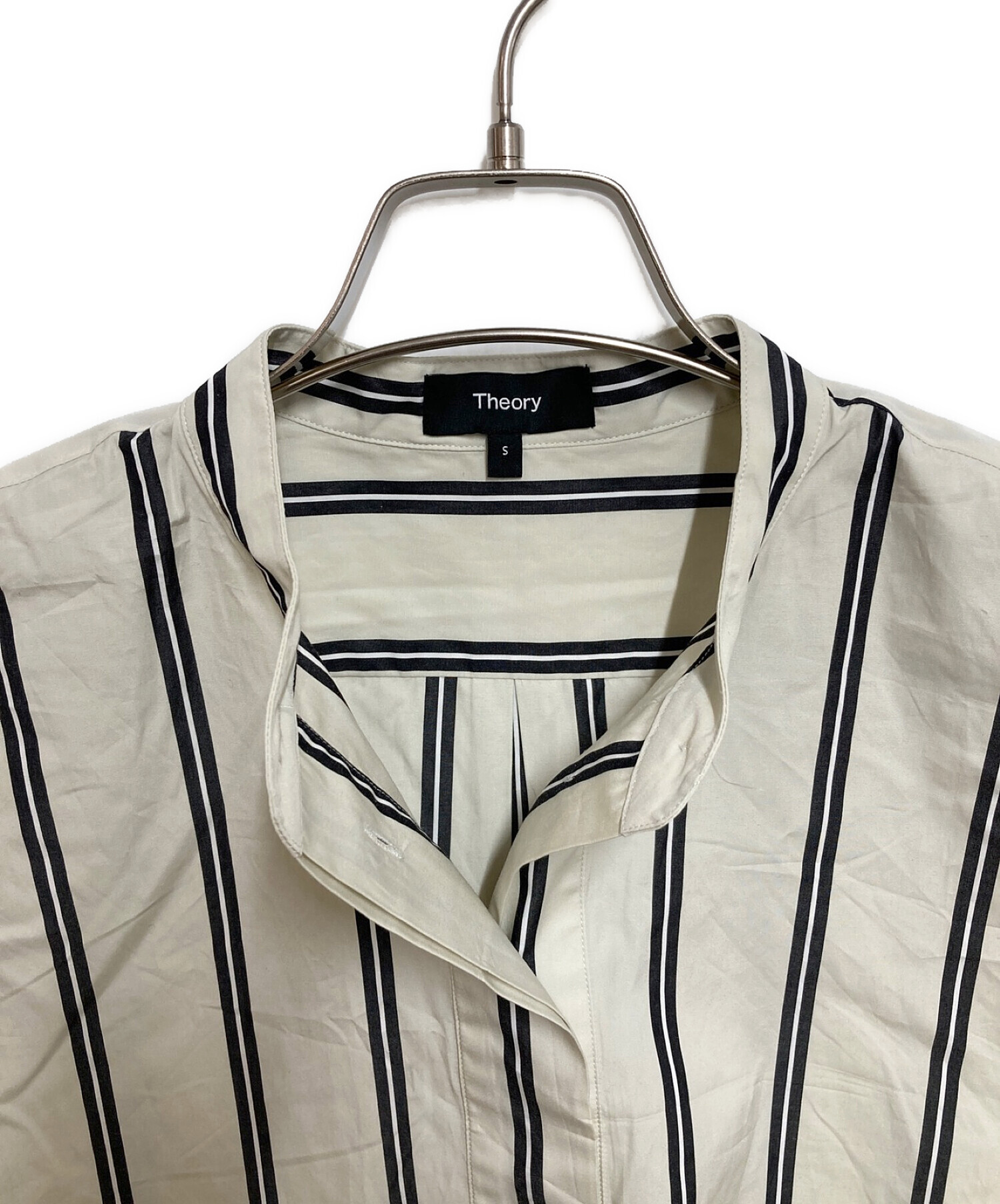 中古・古着通販】theory (セオリー) ストライプノースリーブシャツ 