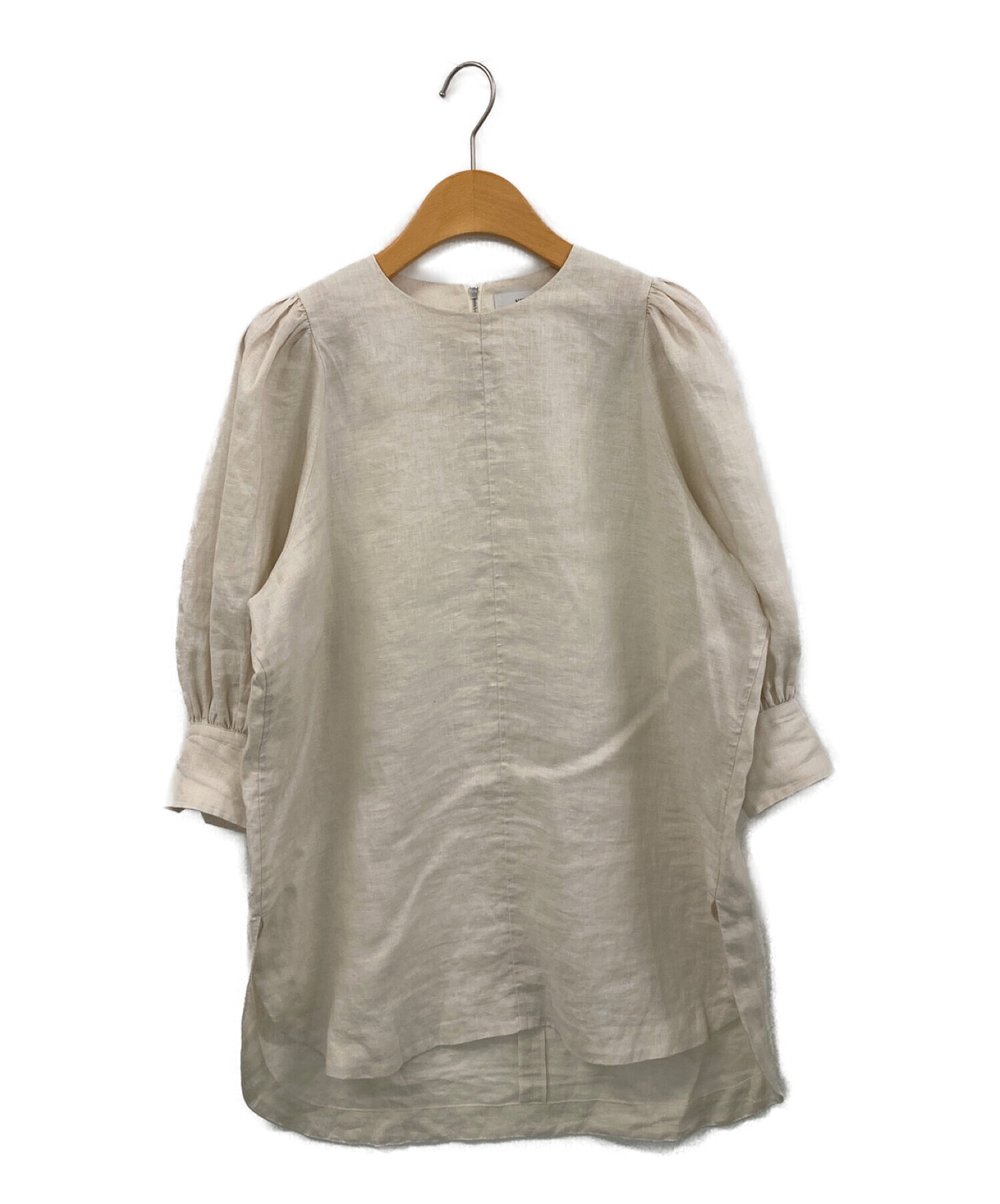中古・古着通販】HYKE (ハイク) LINEN BALLOON SLEEVE BLOUSE ベージュ 