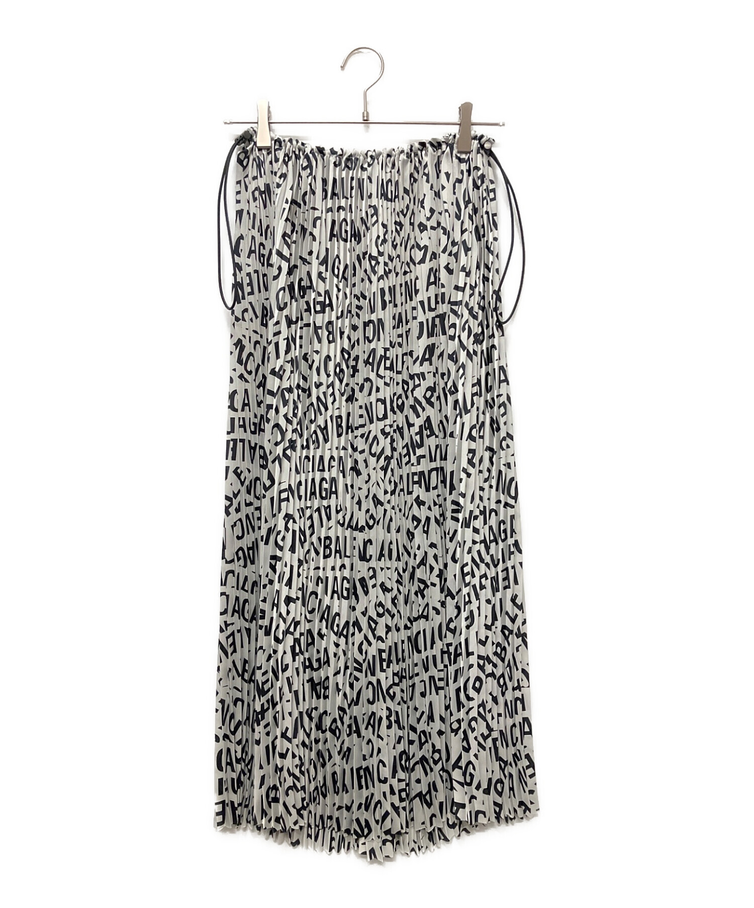 BALENCIAGA バレンシアガ ウエストロゴ プリーツ スカート 中古・古着通販】BALENCIAGA (バレンシアガ) 総ロゴプリーツスカート