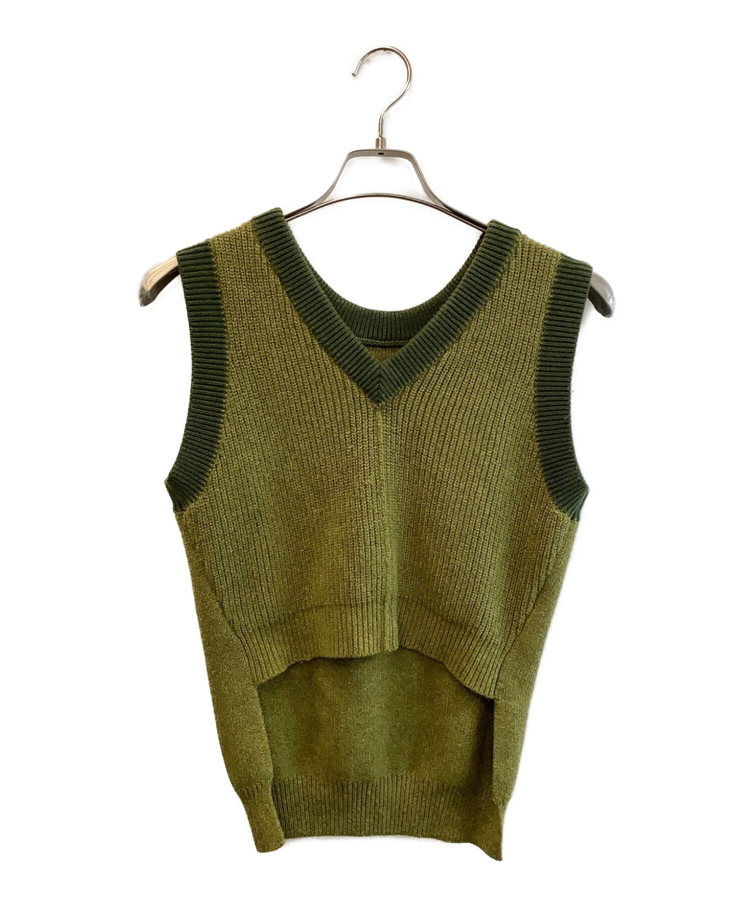 CLANE グリーン ノースリーブニット 中古・古着通販】CLANE (クラネ) ダブルフェイスノースリーブニット
