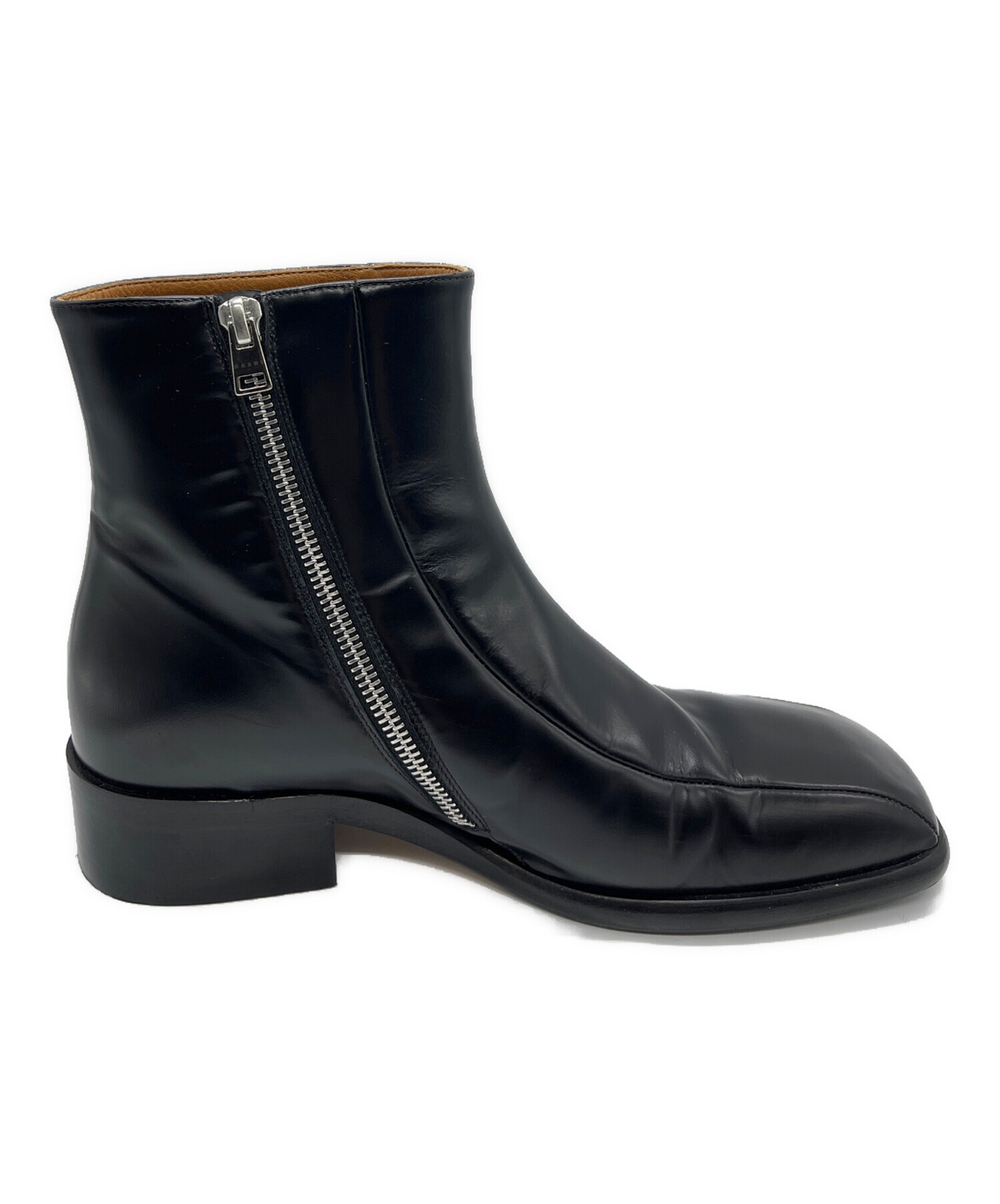 中古・古着通販】MARNI (マルニ) スクエアトゥショートブーツ ブラック 