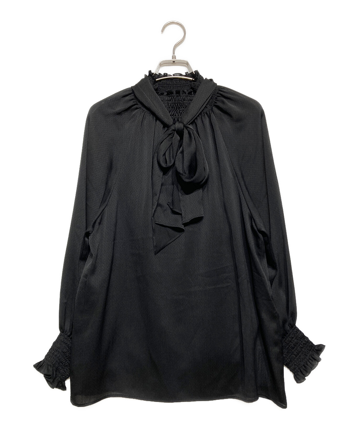 ANAYI サテンドットシャーリングブラウス 38 ANAYI サテンドット シャーリング ブラウス 黒