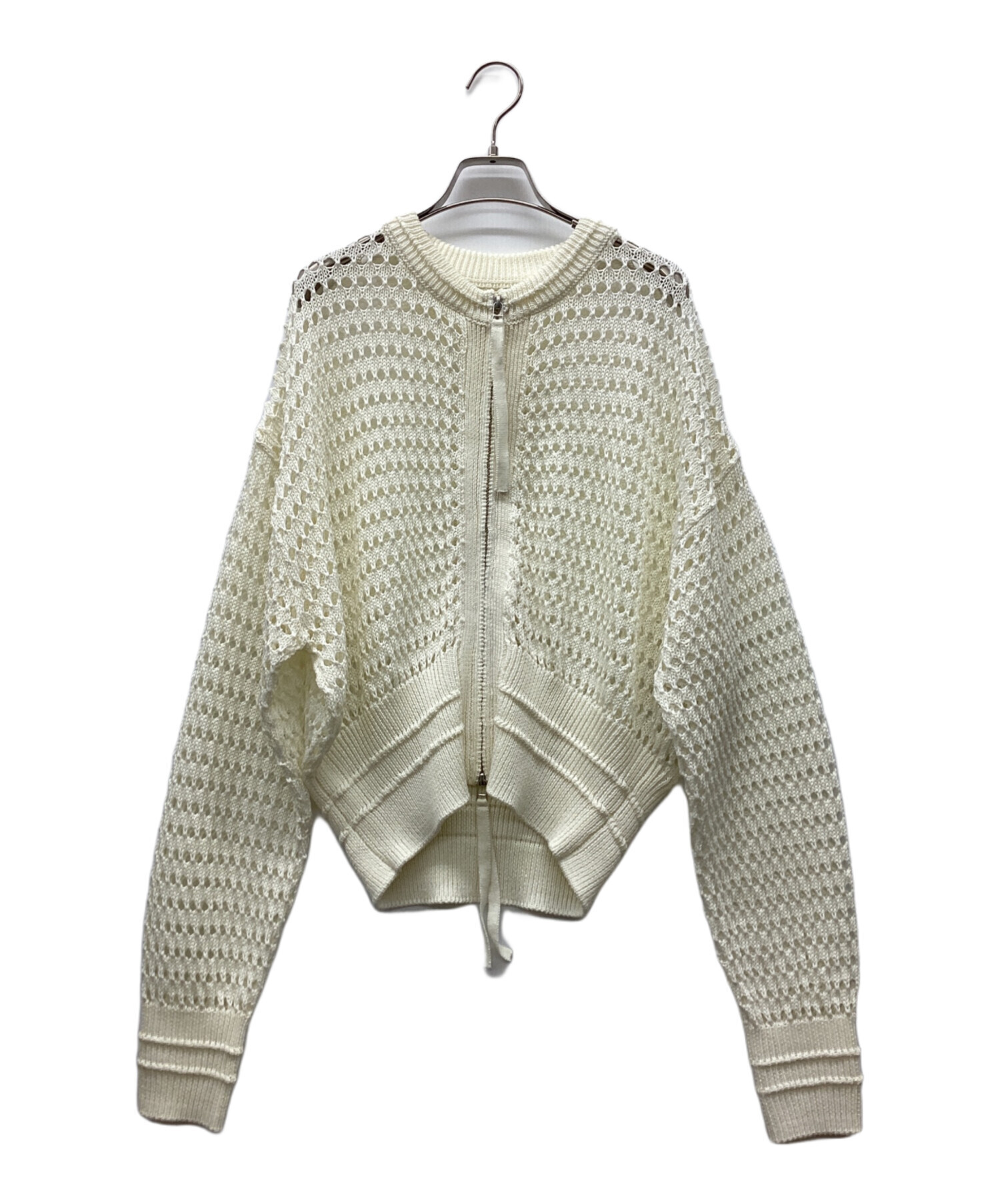 メッシュニットブルゾン ホワイト メッシュニットブルゾン | Jena