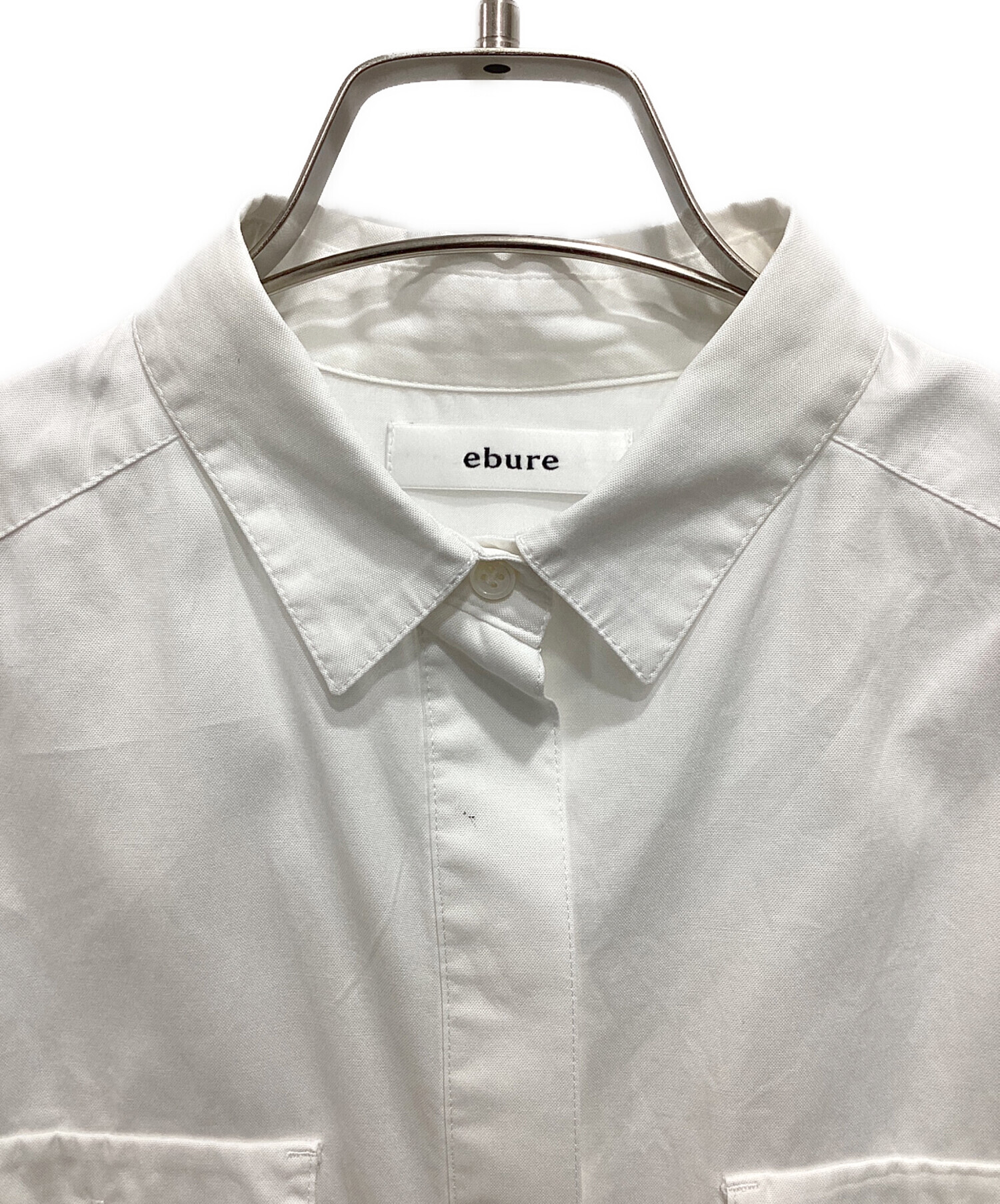 中古・古着通販】ebure (エブール) シャツワンピース ホワイト サイズ 