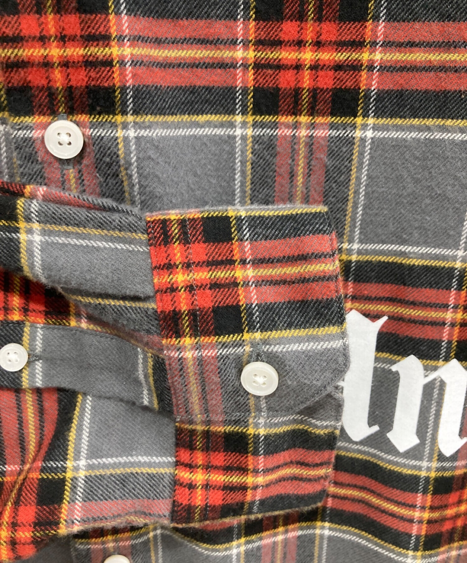 uniform experiment / FLANNEL CHECK GOTHIC LOGO BAGGY SH/1/コットン/GRY/チェック/UE-232003 中古・古着通販】uniform experiment (ユニフォームエクスペリメント