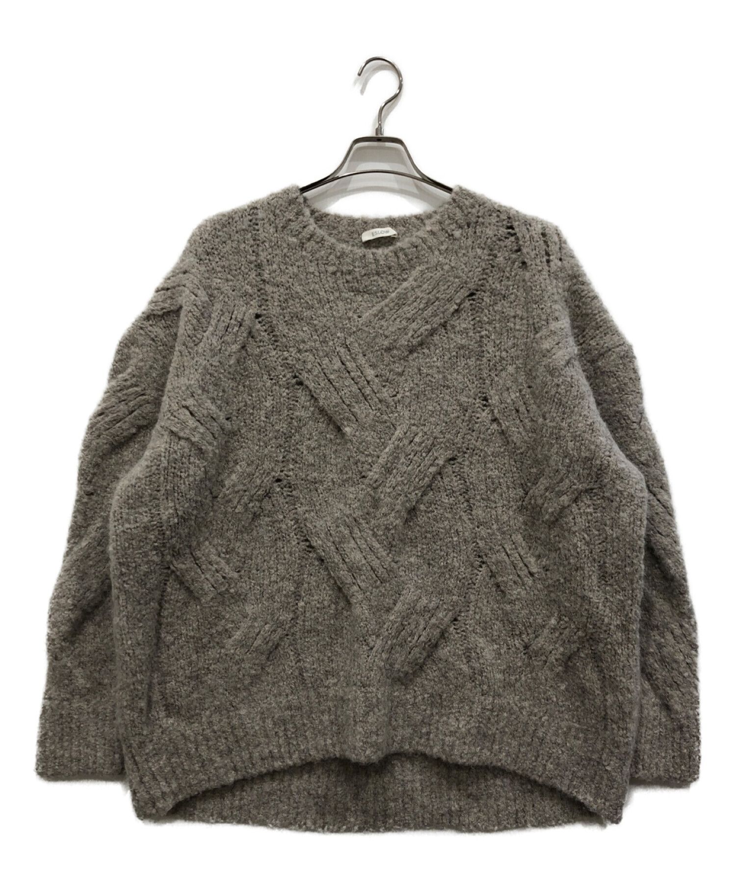 中古・古着通販】ESLOW (エスロー) BIGケーブルニット ベージュ サイズ