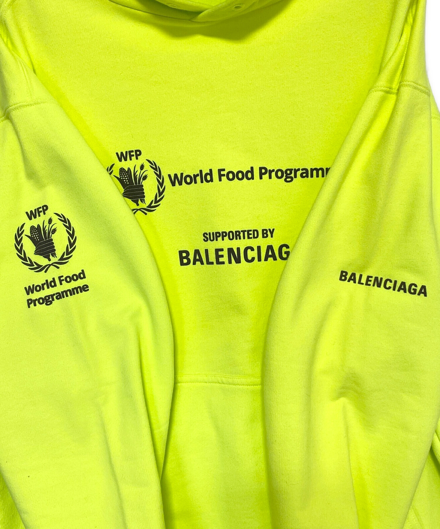 中古・古着通販】BALENCIAGA (バレンシアガ) WFPプリントパーカー 黄緑
